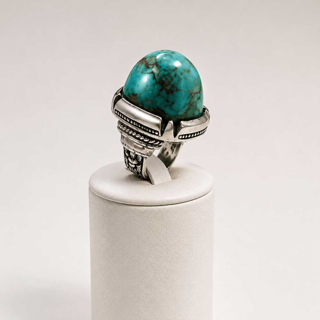 Natural Firoza Turquoise 925 Sterling Silver Statement Ring - Prestige Stones