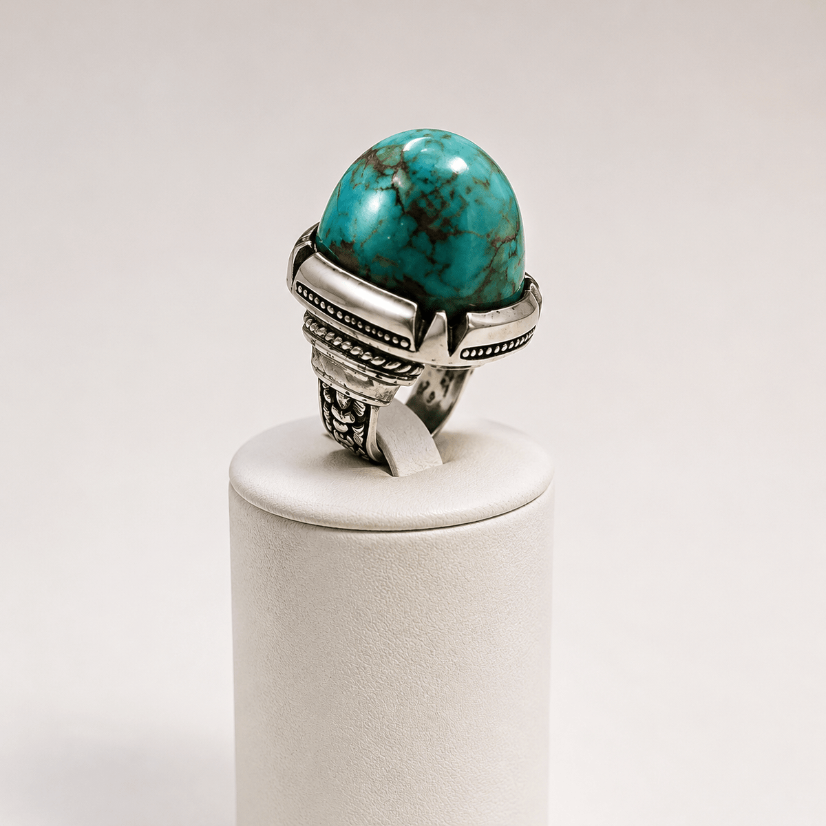 Natural Firoza Turquoise 925 Sterling Silver Statement Ring - Prestige Stones