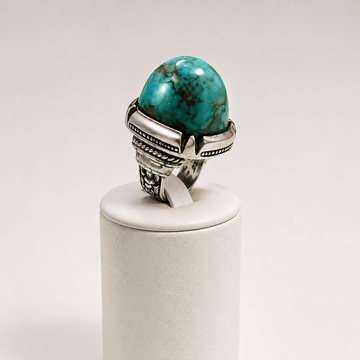 Natural Firoza Turquoise 925 Sterling Silver Statement Ring - Prestige Stones