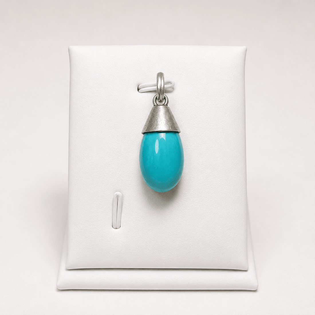 Natural Firoza Turquoise 925 Sterling Silver Teardrop Pendant - Prestige Stones