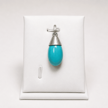 Natural Firoza Turquoise 925 Sterling Silver Teardrop Pendant - Prestige Stones
