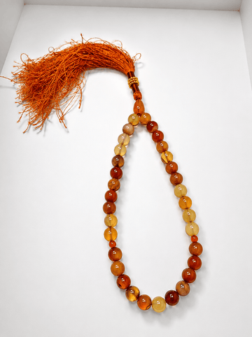 Natural Multicolour Aqeeq Tasbih – Polished Agate Prayer Beads - Prestige Stones