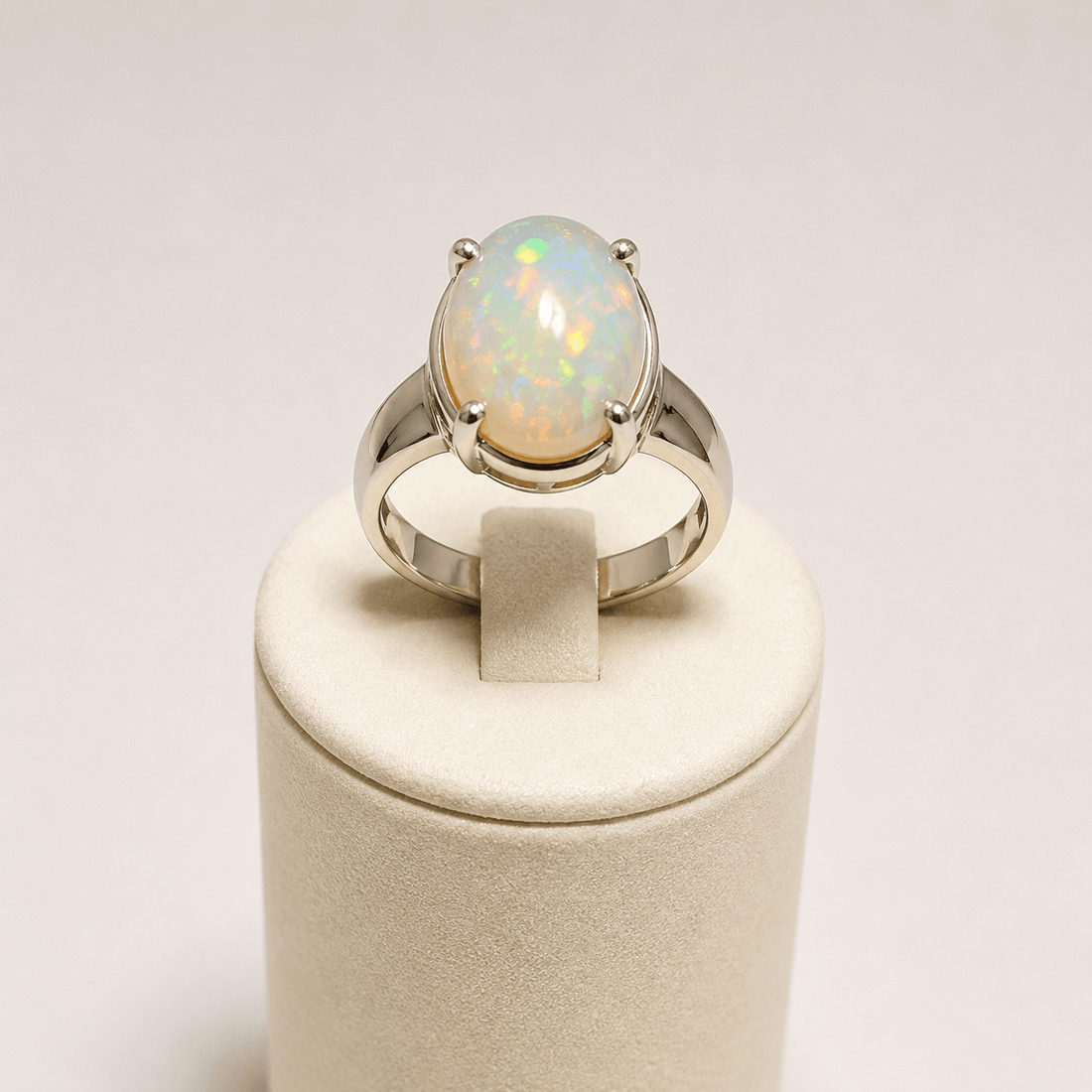 Natural Opal 925 Sterling Silver Oval Statement Ring - Prestige Stones
