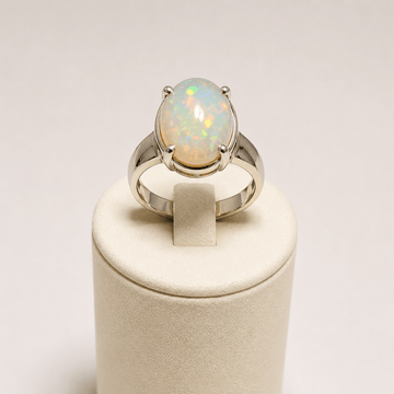 Natural Opal 925 Sterling Silver Oval Statement Ring - Prestige Stones