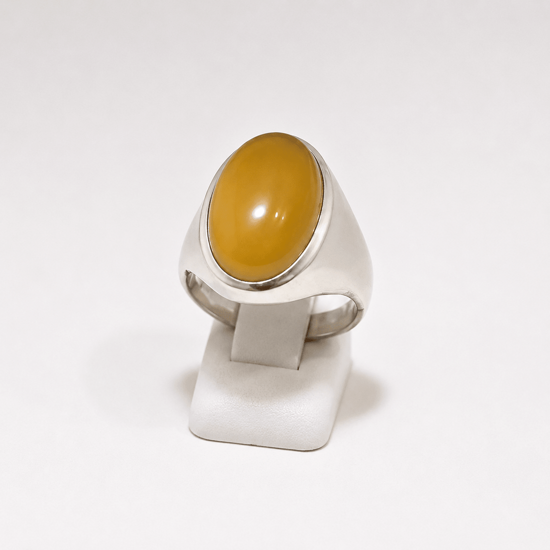 Natural Yellow Aqeeq 925 Sterling Silver Statement Ring - Prestige Stones