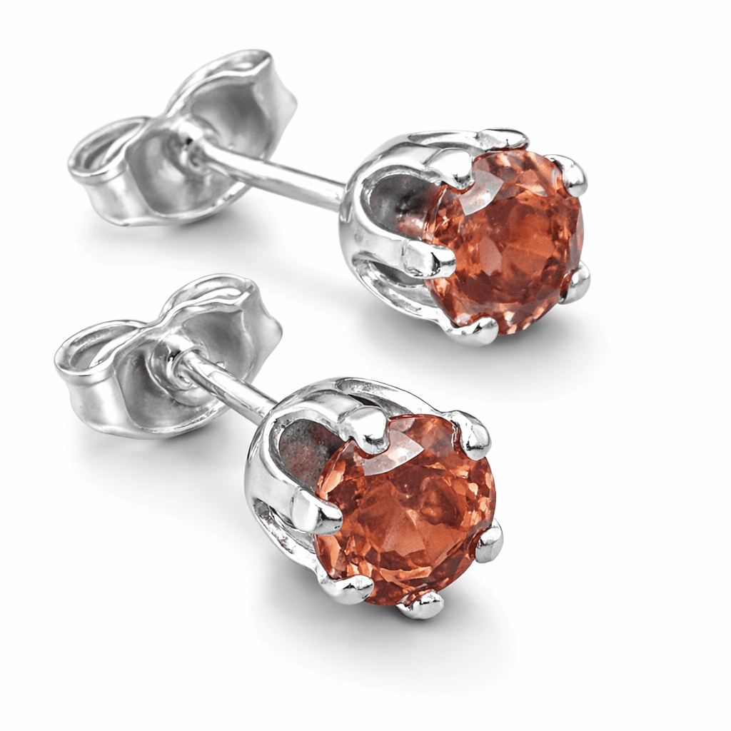 Natural Zircon Silver Stud Earrings – 1.20 CT (Pair) - Prestige Stones