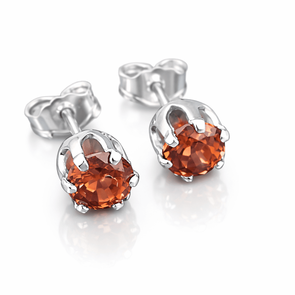 Natural Zircon Silver Stud Earrings – 1.20 CT (Pair) - Prestige Stones
