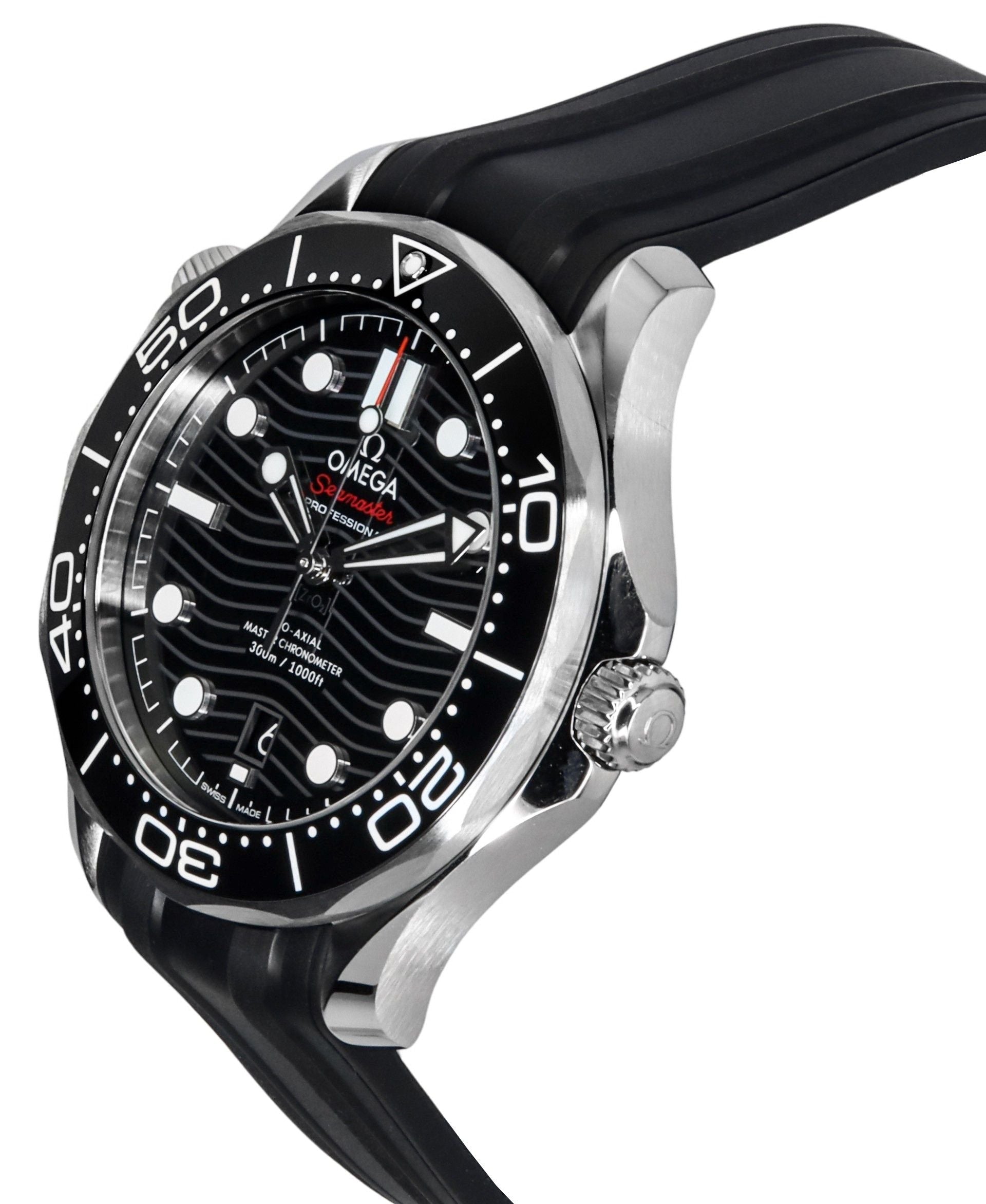 Omega Seamaster Rubber Strap Black Dial Automatic Diver's 210.32.42.20.01.001 300M Men's Watch - Prestige Stones