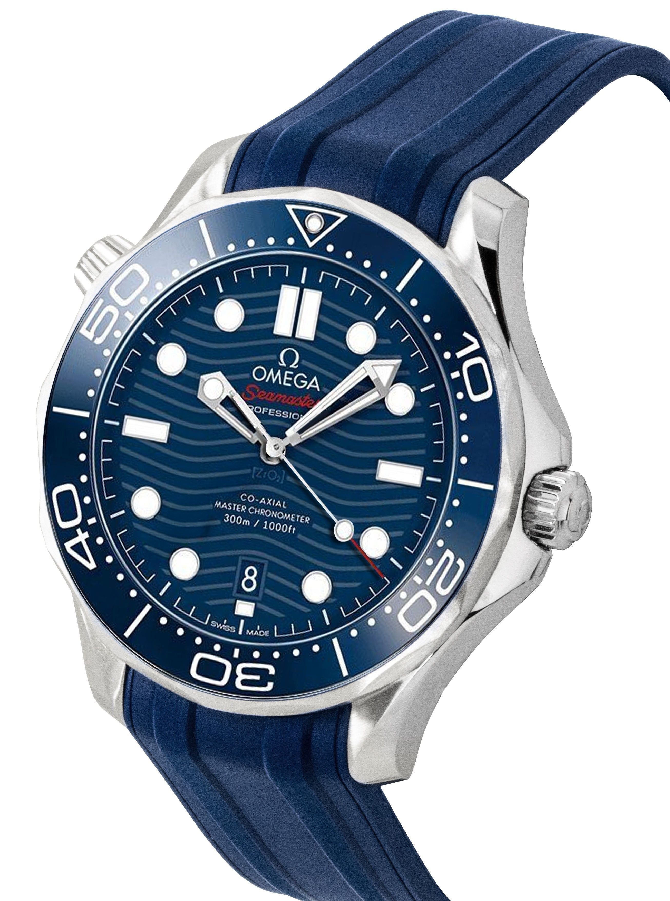 Omega Seamaster Rubber Strap Blue Dial Automatic Diver's 210.32.42.20.03.001 300M Men's Watch - Prestige Stones
