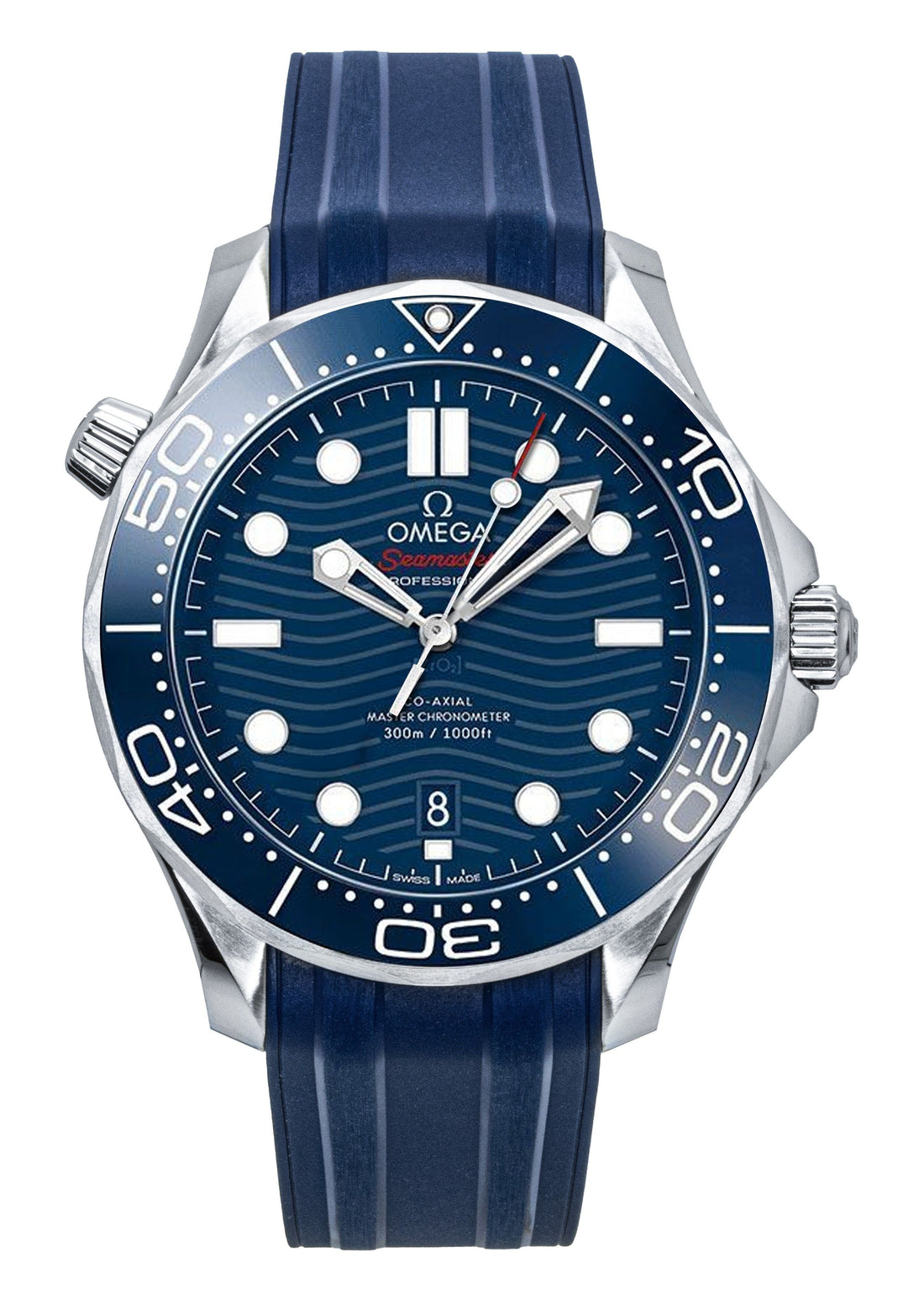 Omega Seamaster Rubber Strap Blue Dial Automatic Diver's 210.32.42.20.03.001 300M Men's Watch - Prestige Stones