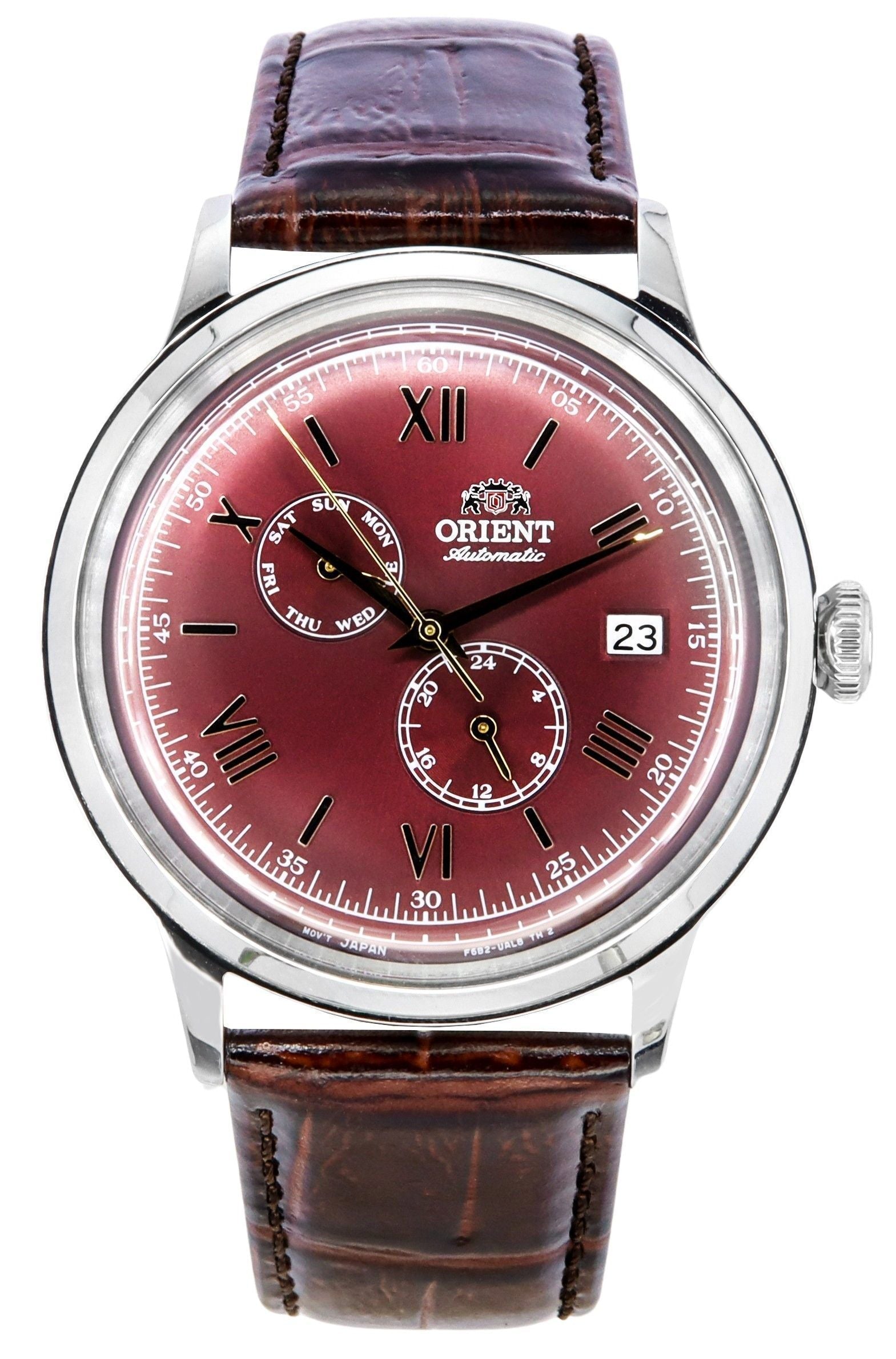 Orient Bambino GMT Version 8 Leather Strap Red Dial Automatic RA - AK0705R10B RA - AK0705R30B Men's Watch - Prestige Stones