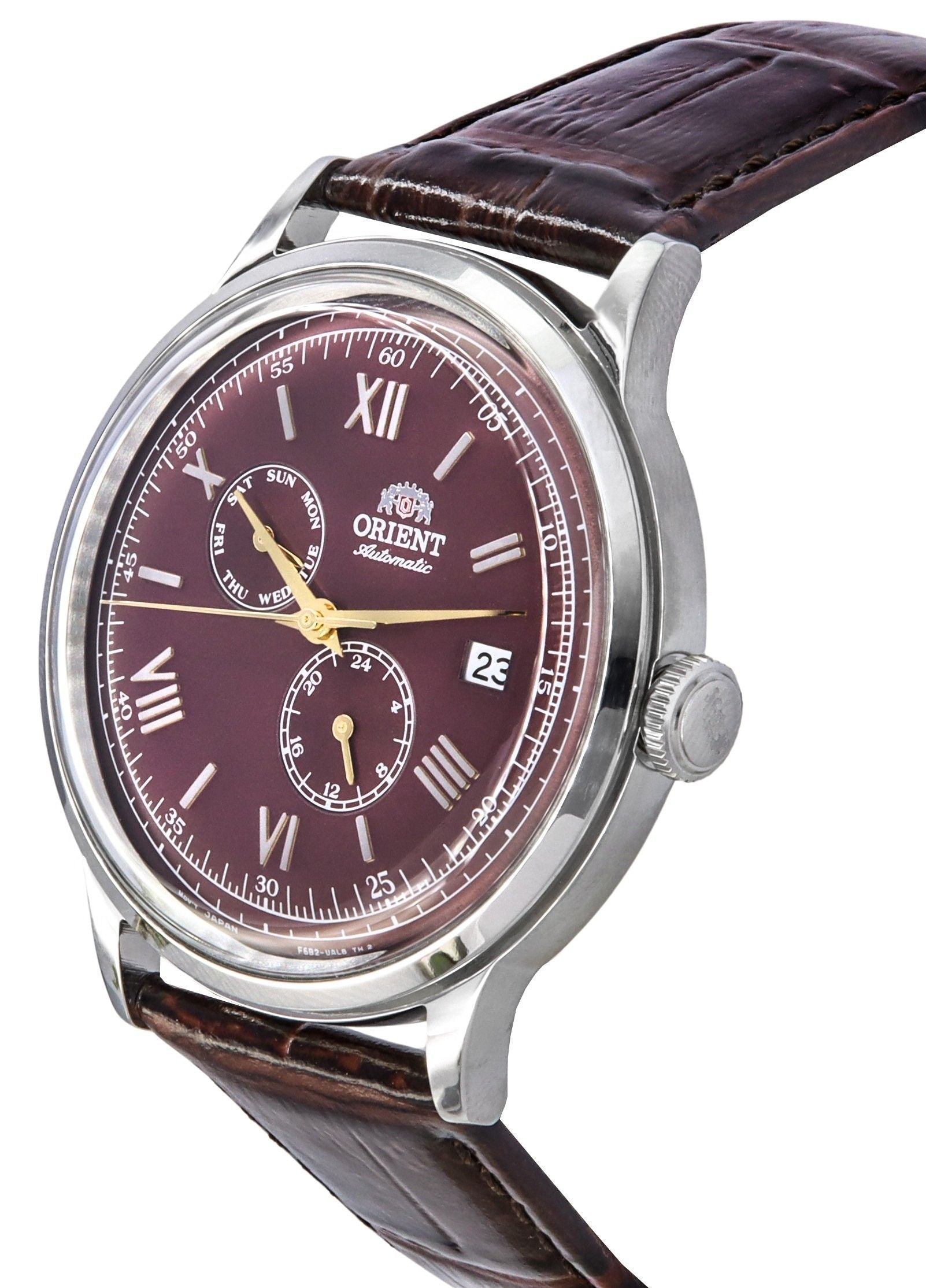 Orient Bambino GMT Version 8 Leather Strap Red Dial Automatic RA - AK0705R10B RA - AK0705R30B Men's Watch - Prestige Stones
