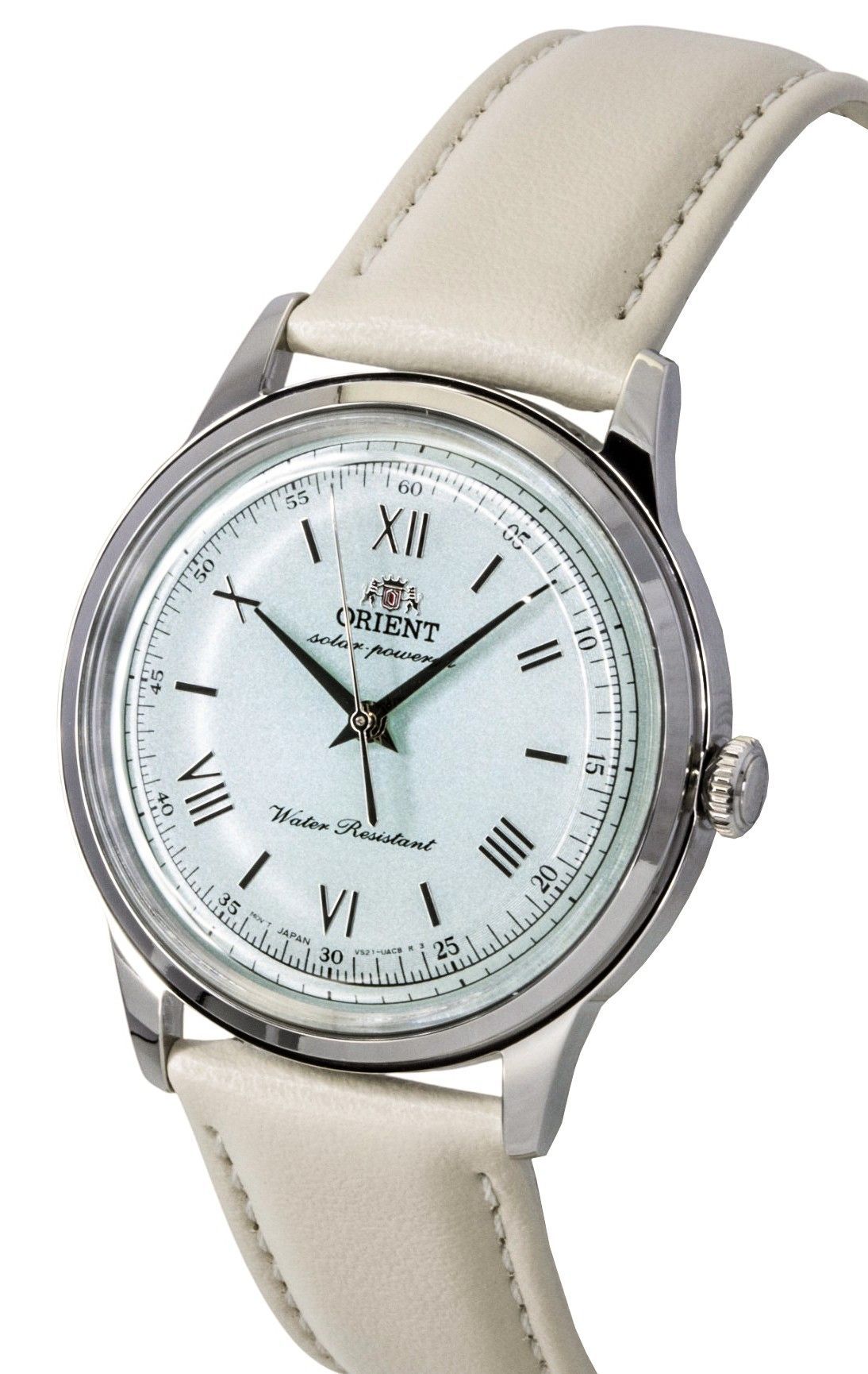 Orient Bambino Leather Strap Pale Green Dial Solar RA - WK0002E Men's Watch - Prestige Stones