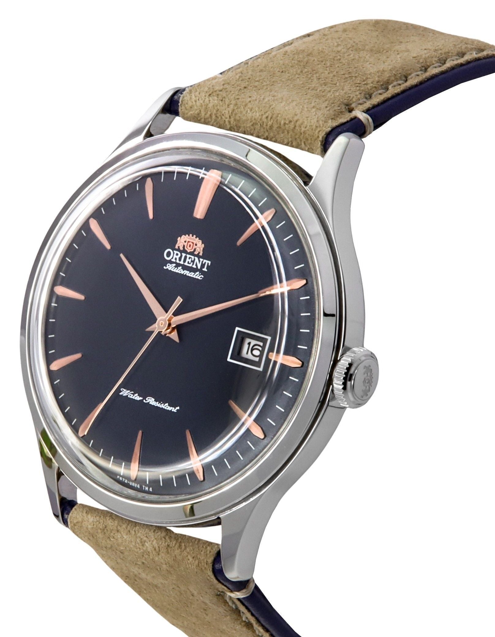 Orient Bambino Version 4 Classic Suede Leather Strap Navy Blue Dial Automatic RA - AC0P02L10B RA - AC0P02L30B Men's Watch - Prestige Stones