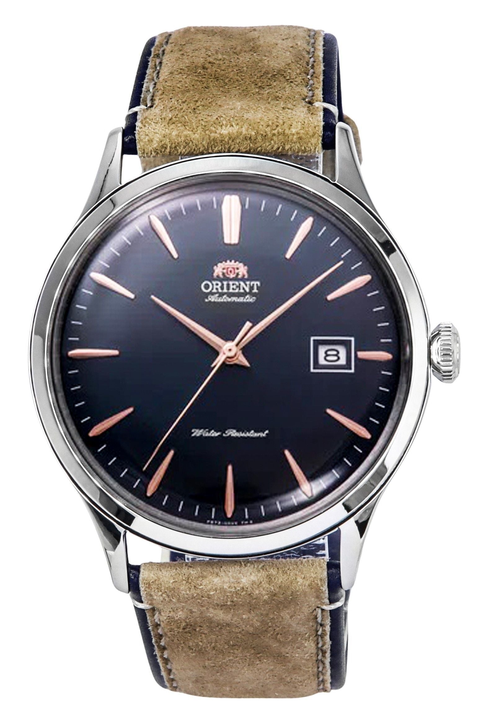 Orient Bambino Version 4 Classic Suede Leather Strap Navy Blue Dial Automatic RA - AC0P02L10B RA - AC0P02L30B Men's Watch - Prestige Stones