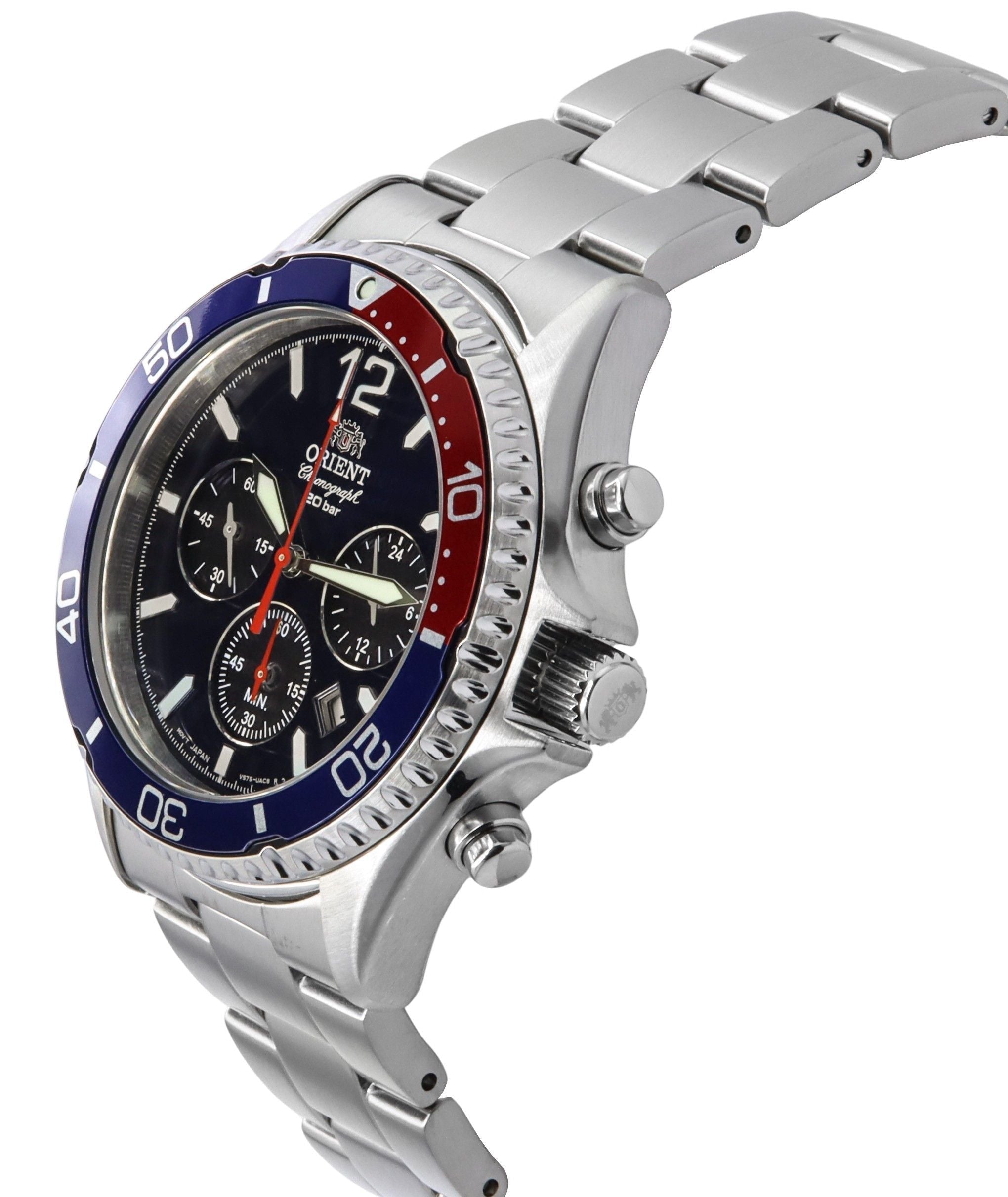 Orient Chronograph Stainless Steel Black Dial Solar Diver's RA - TX0201L10B 200M Men's Watch - Prestige Stones
