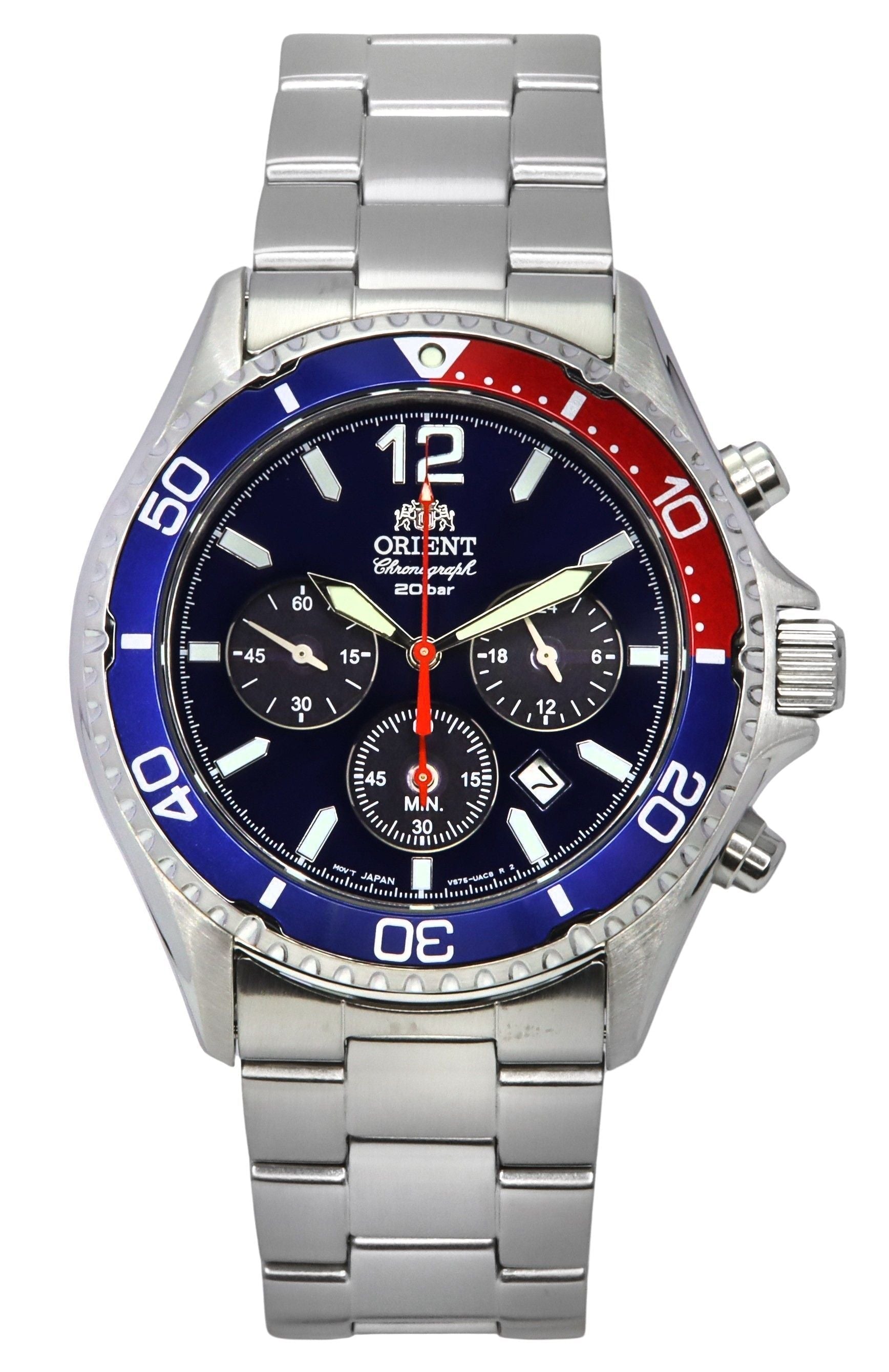 Orient Chronograph Stainless Steel Black Dial Solar Diver's RA - TX0201L10B 200M Men's Watch - Prestige Stones