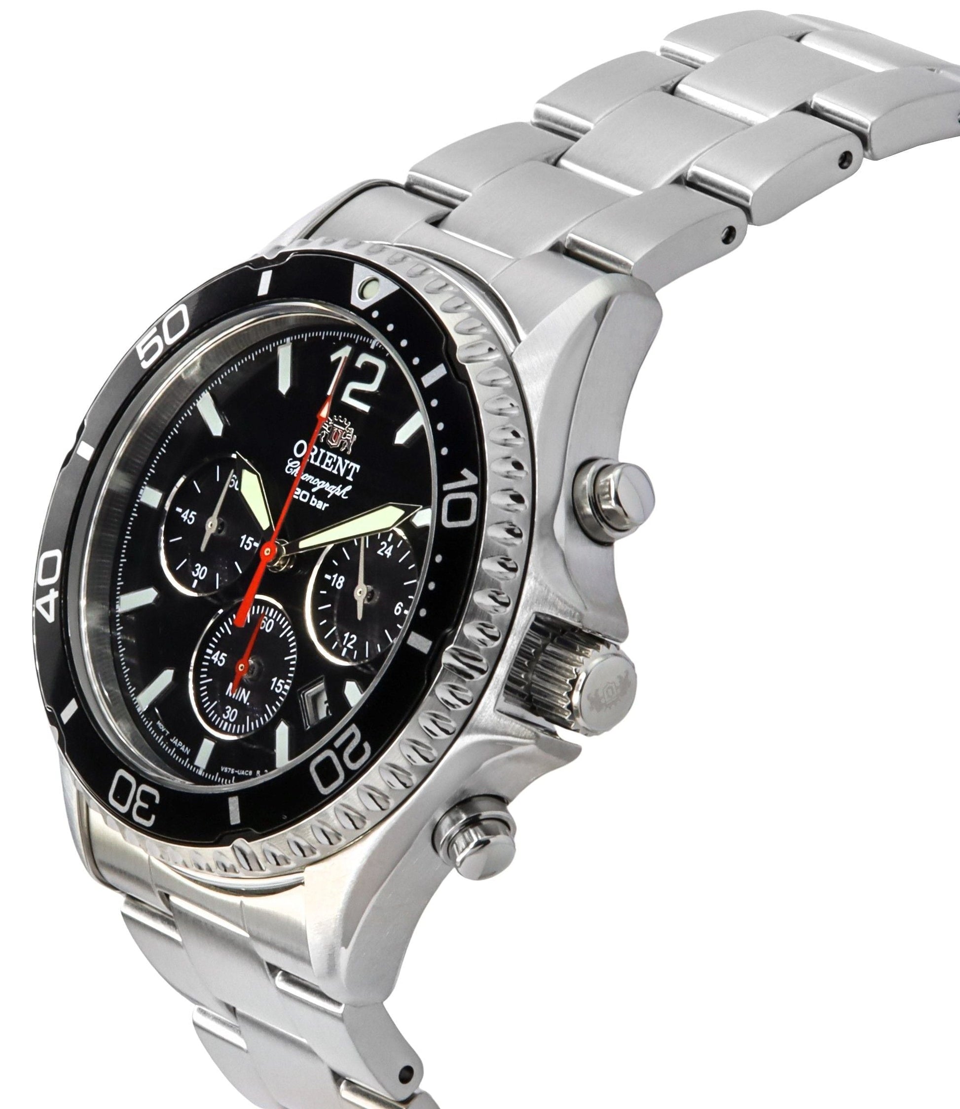 Orient Chronograph Stainless Steel Black Dial Solar Diver's RA - TX0202B10B 200M Men's Watch - Prestige Stones