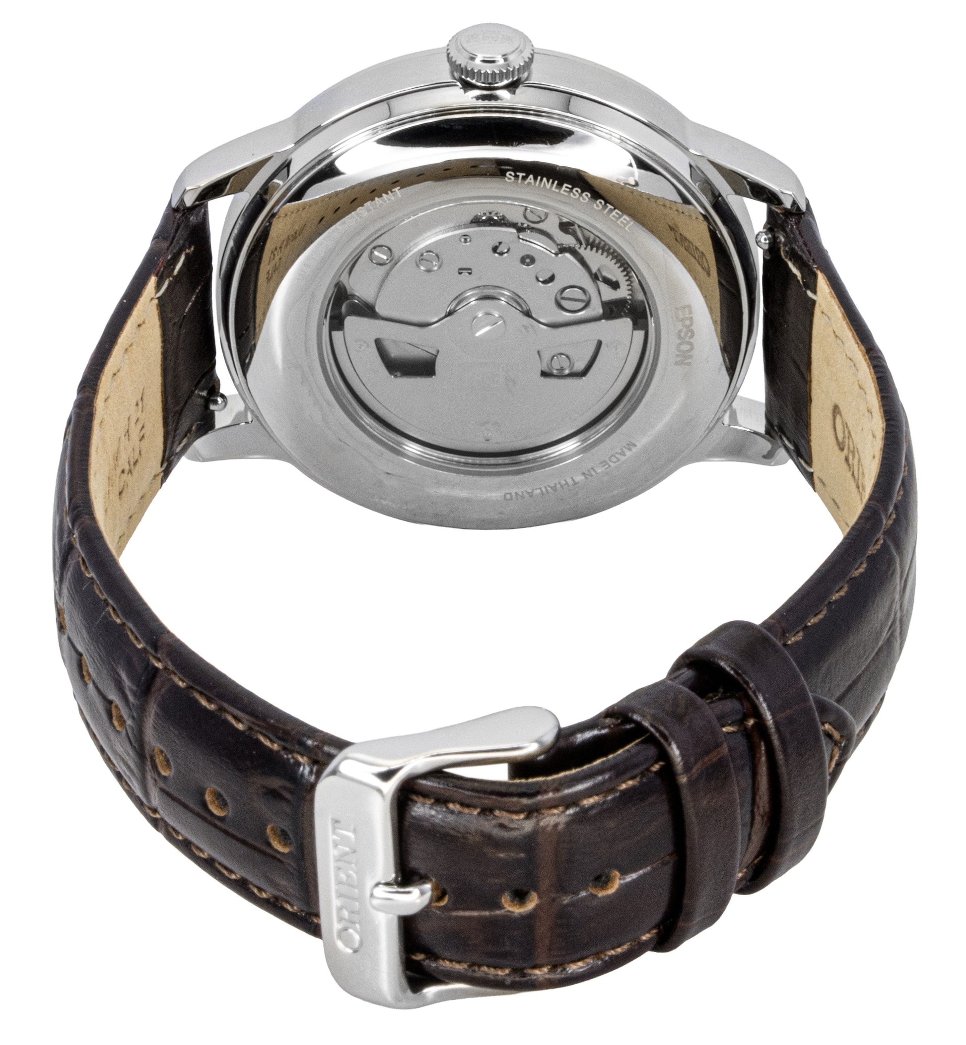 Orient Classic Sun and Moon Leather Strap Bordeaux Dial Automatic RA - AK0807R Men's Watch - Prestige Stones