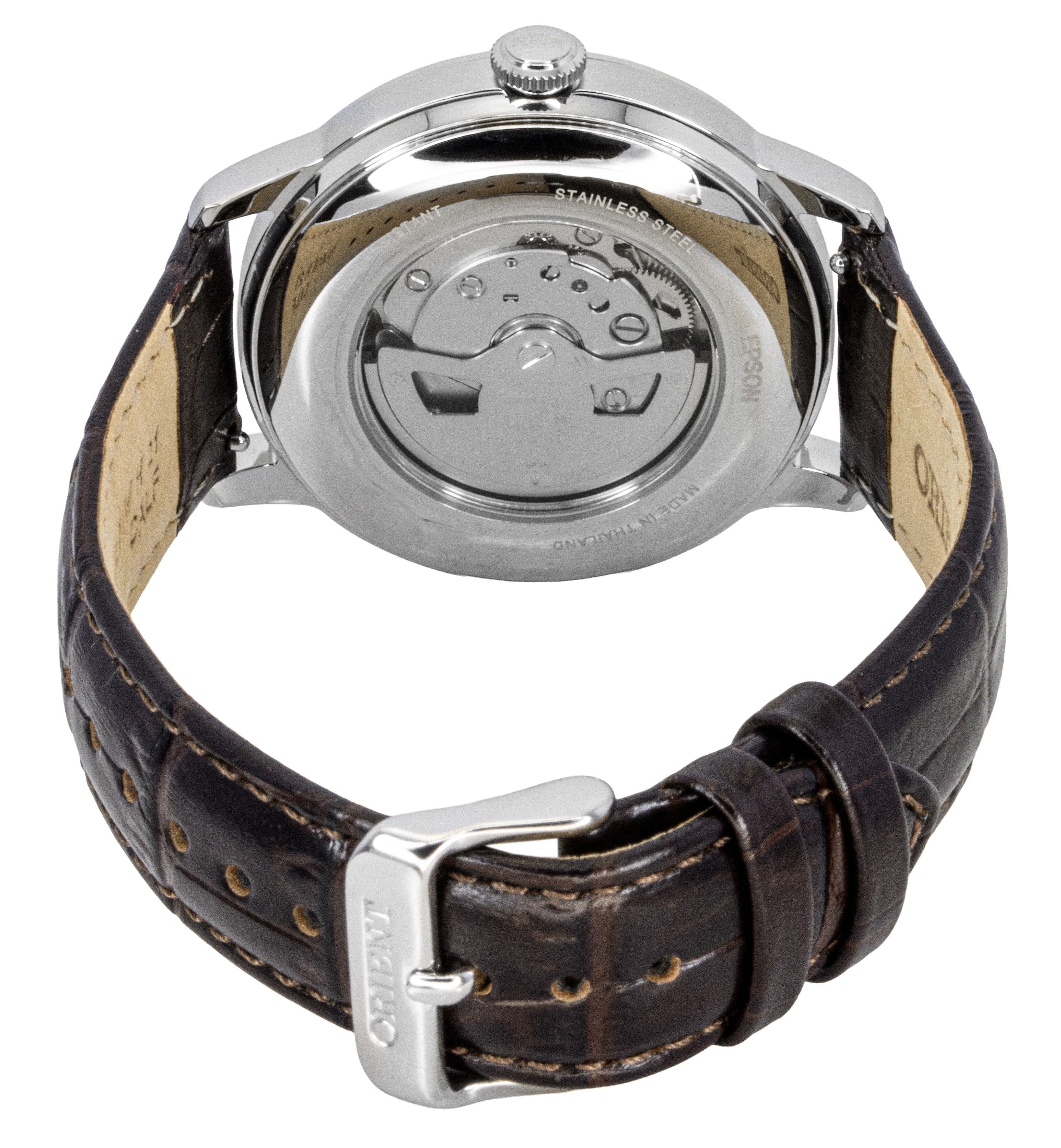 Orient Classic Sun and Moon Leather Strap Bordeaux Dial Automatic RA - AK0807R Men's Watch - Prestige Stones