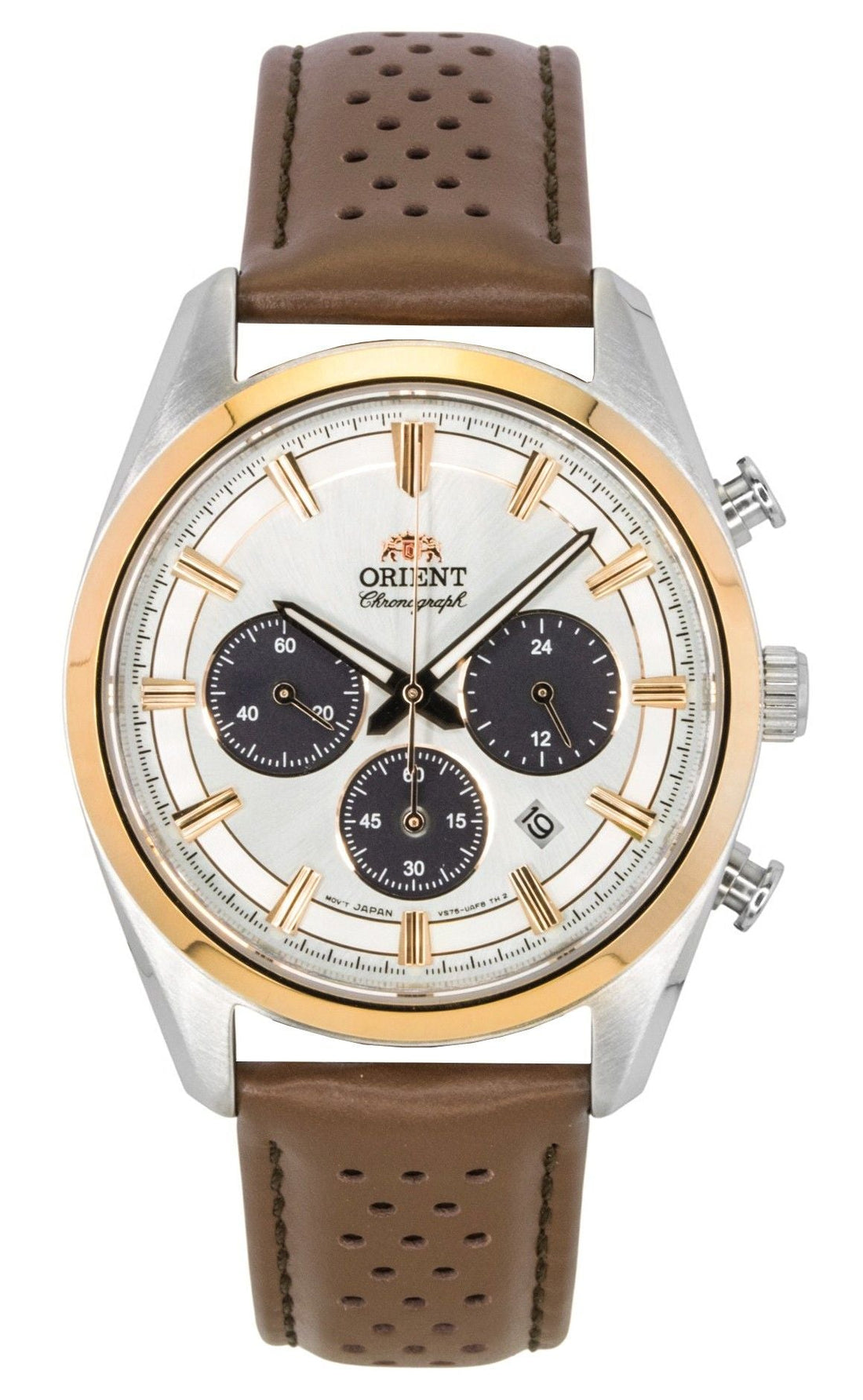 Orient Contemporary Chronograph Leather Strap White Dial Quartz RA - TX0306S Men's Watch - Prestige Stones