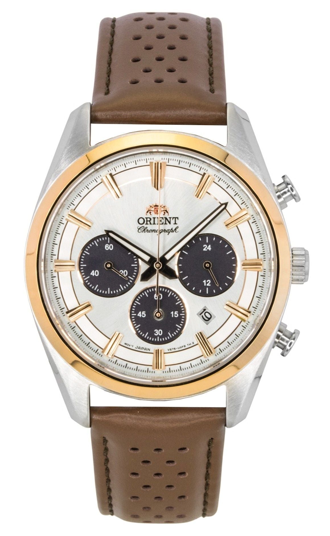 Orient Contemporary Chronograph Leather Strap White Dial Quartz RA - TX0306S Men's Watch - Prestige Stones