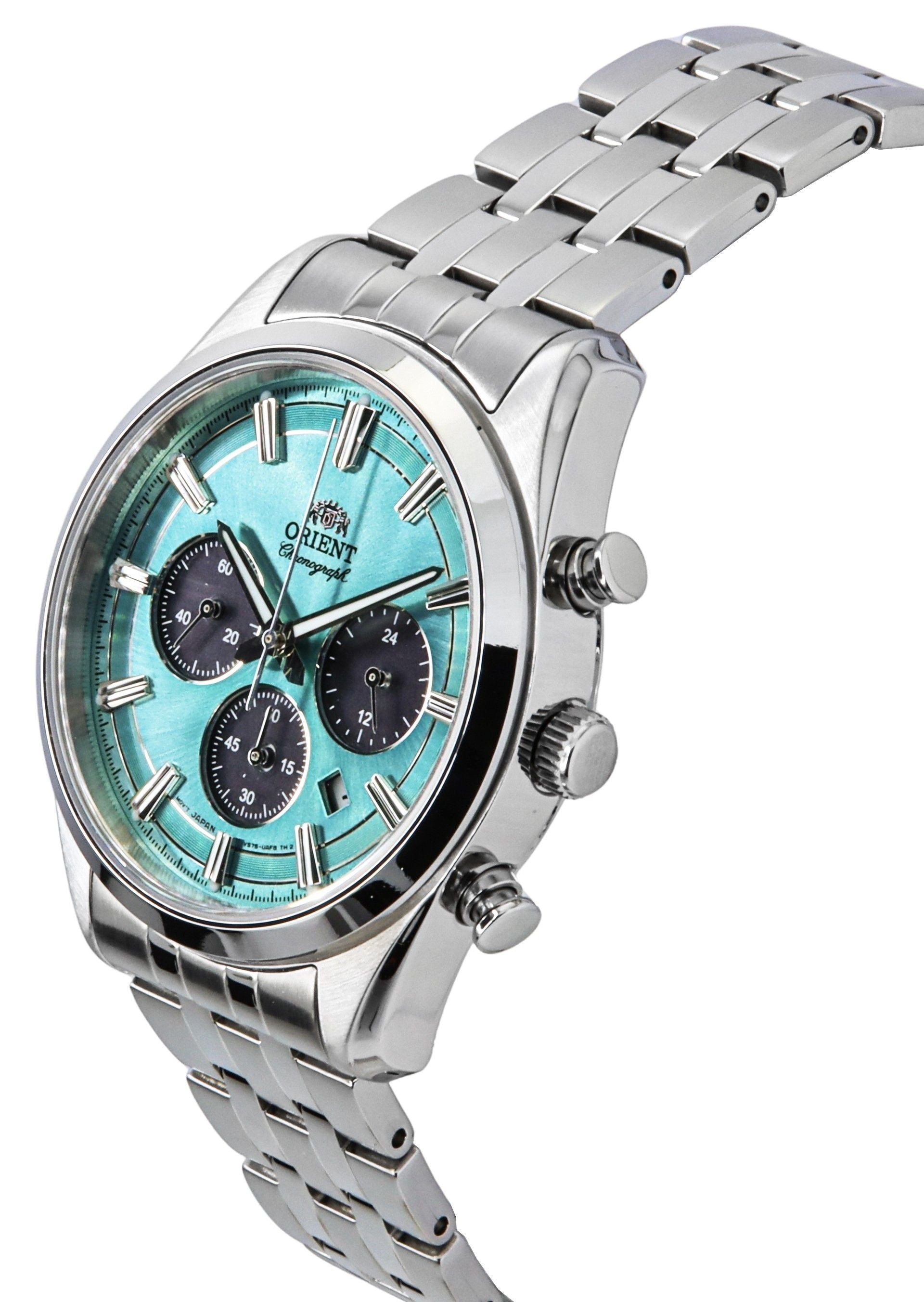 Orient Contemporary Chronograph Stainless Steel Sky Blue Dial Quartz RA - TX0304L Men's Watch - Prestige Stones