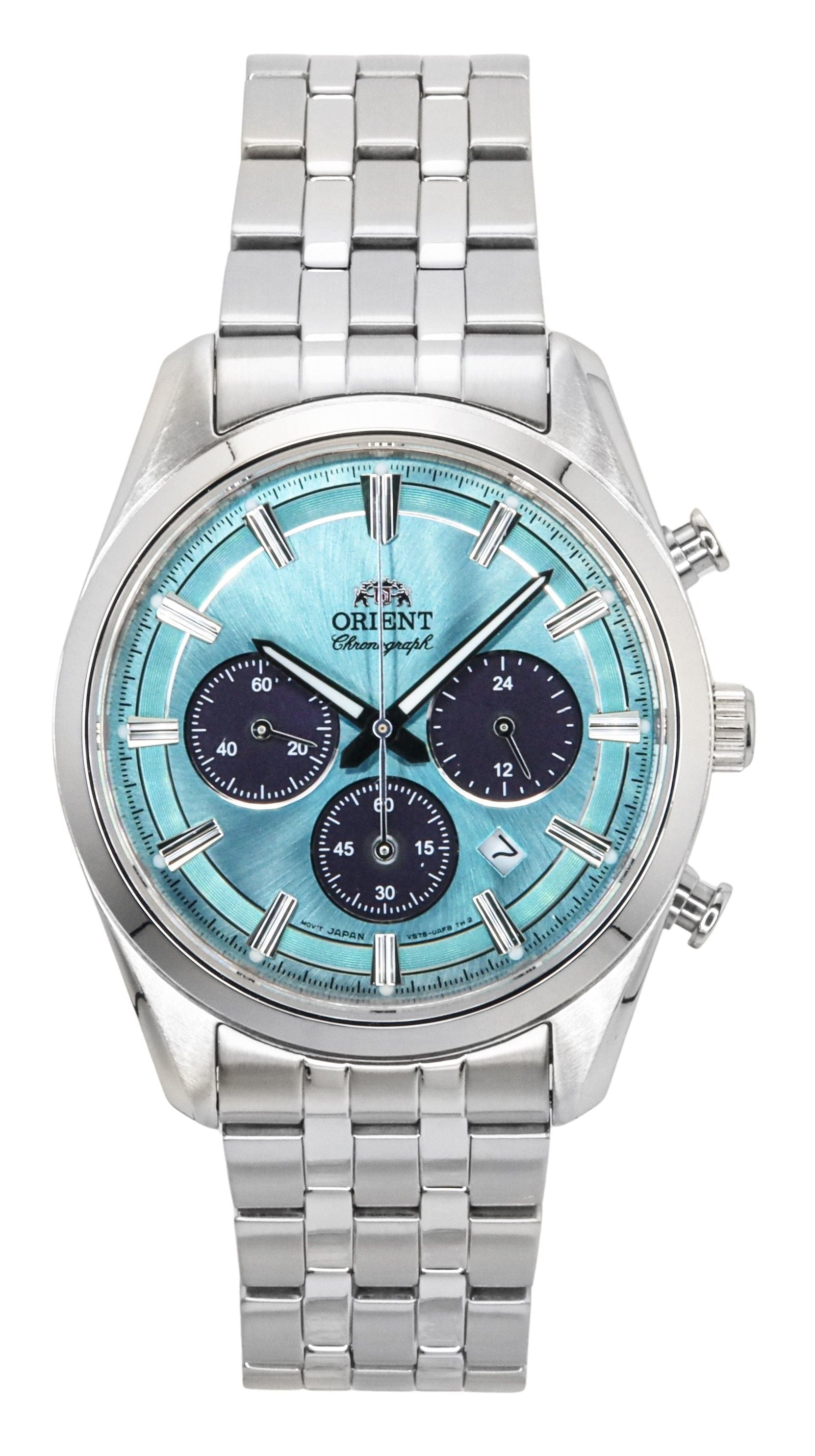 Orient Contemporary Chronograph Stainless Steel Sky Blue Dial Quartz RA - TX0304L Men's Watch - Prestige Stones