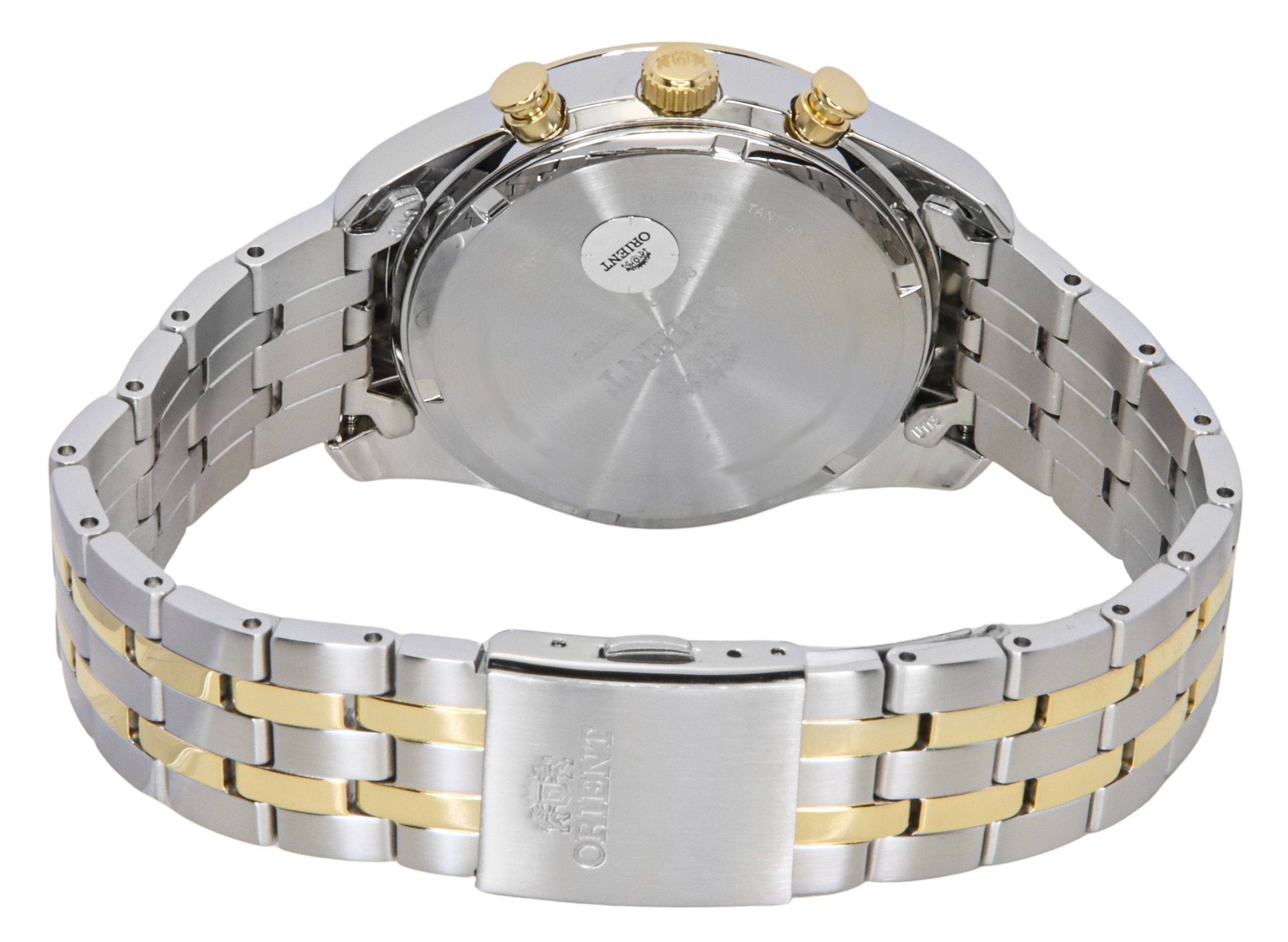 Orient Contemporary Chronograph Two Tone Stainless Steel White Dial Quartz RA - TX0302S Men's Watch - Prestige Stones