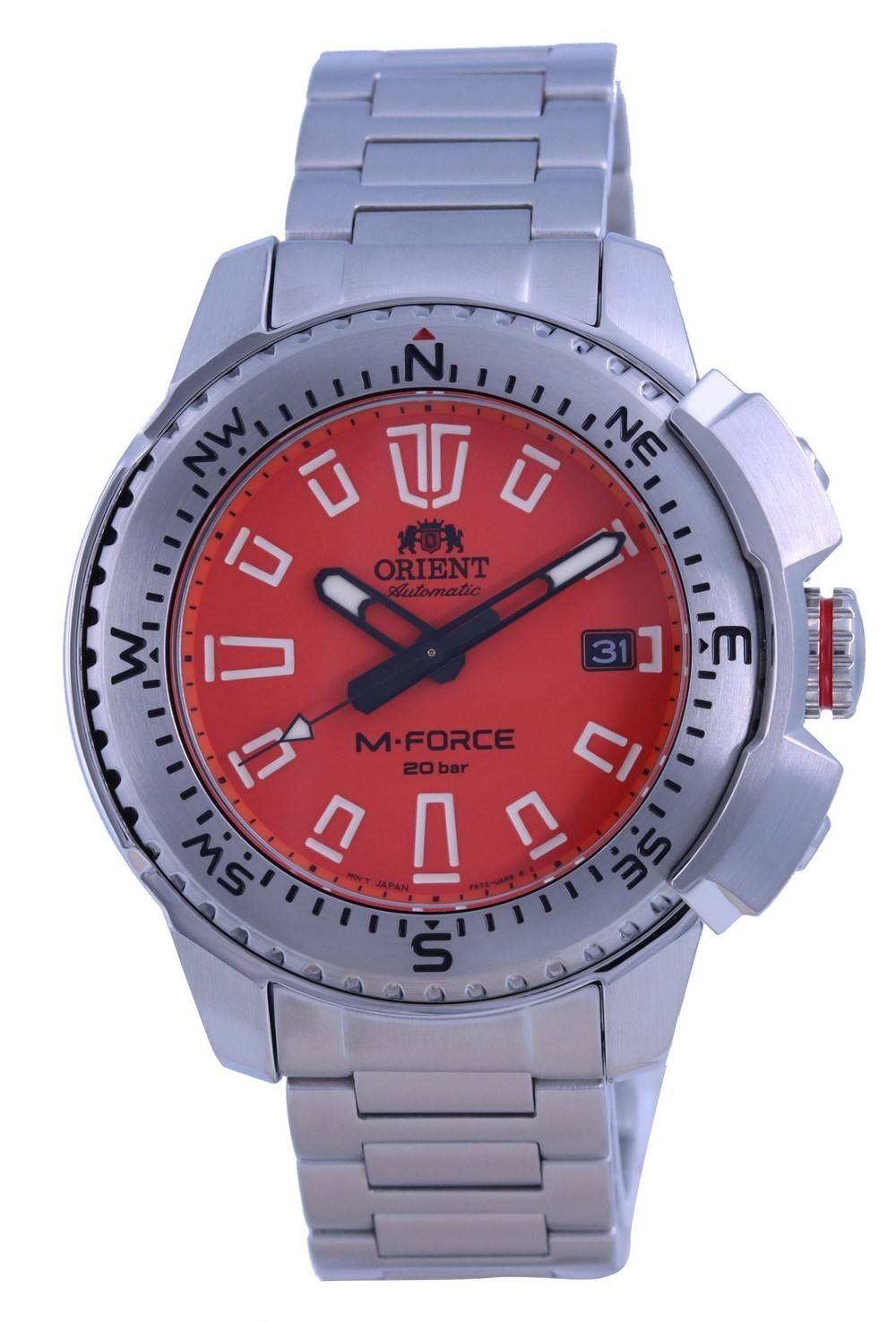 Orient M - Force Orange Dial Stainless Steel Automatic Diver's RA - AC0N02Y10B 200M Men's Watch - Prestige Stones