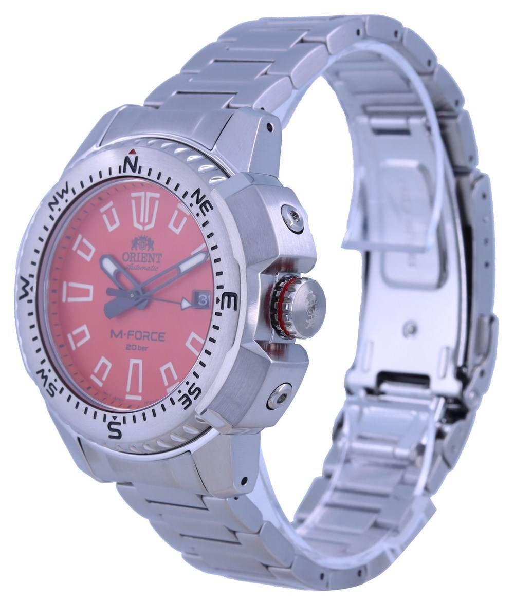 Orient M - Force Orange Dial Stainless Steel Automatic Diver's RA - AC0N02Y10B 200M Men's Watch - Prestige Stones