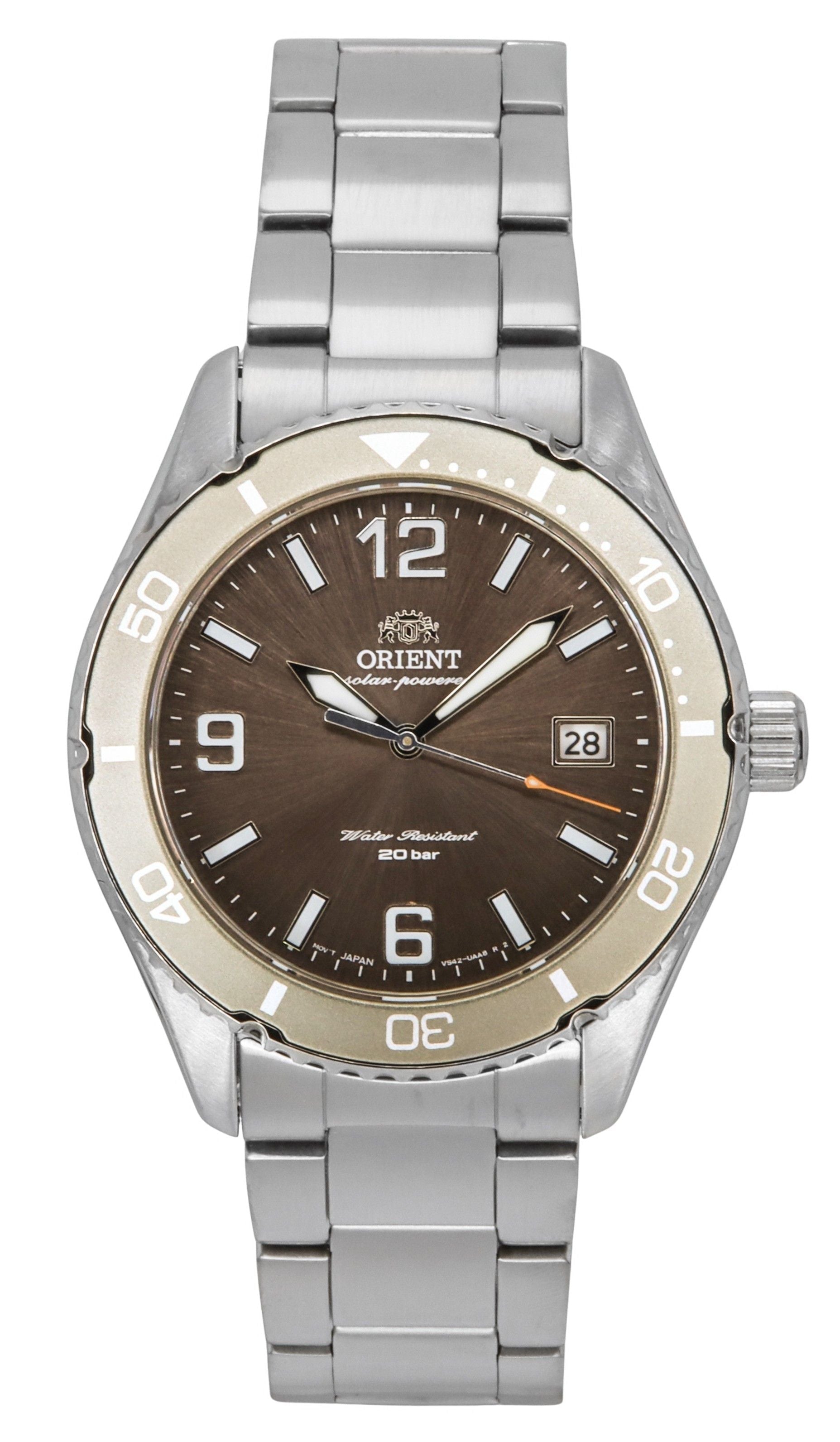 Orient Mako III Stainless Steel Brown Dial Solar Diver's RA - WJ0004Y 200M Men's Watch - Prestige Stones