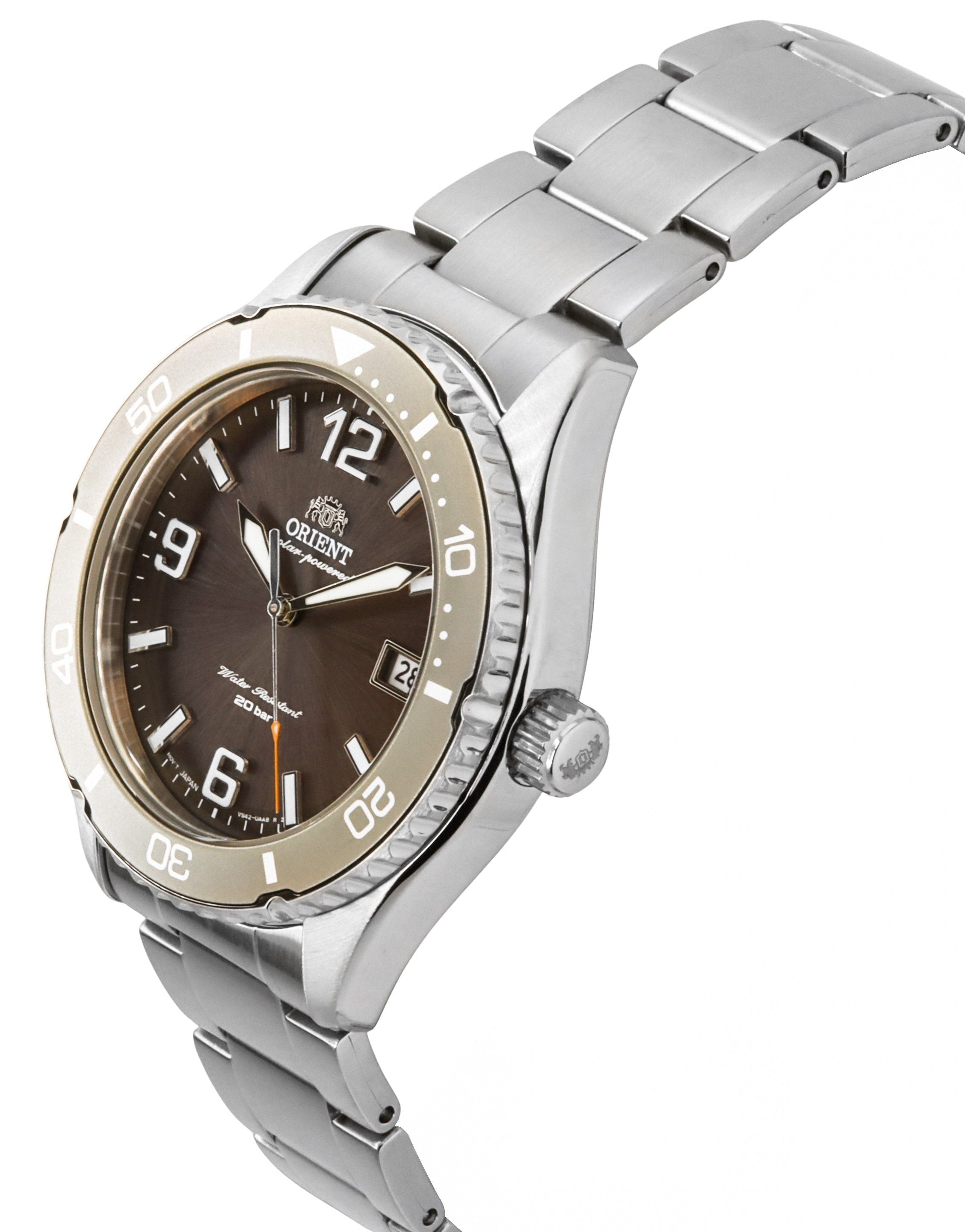 Orient Mako III Stainless Steel Brown Dial Solar Diver's RA - WJ0004Y 200M Men's Watch - Prestige Stones