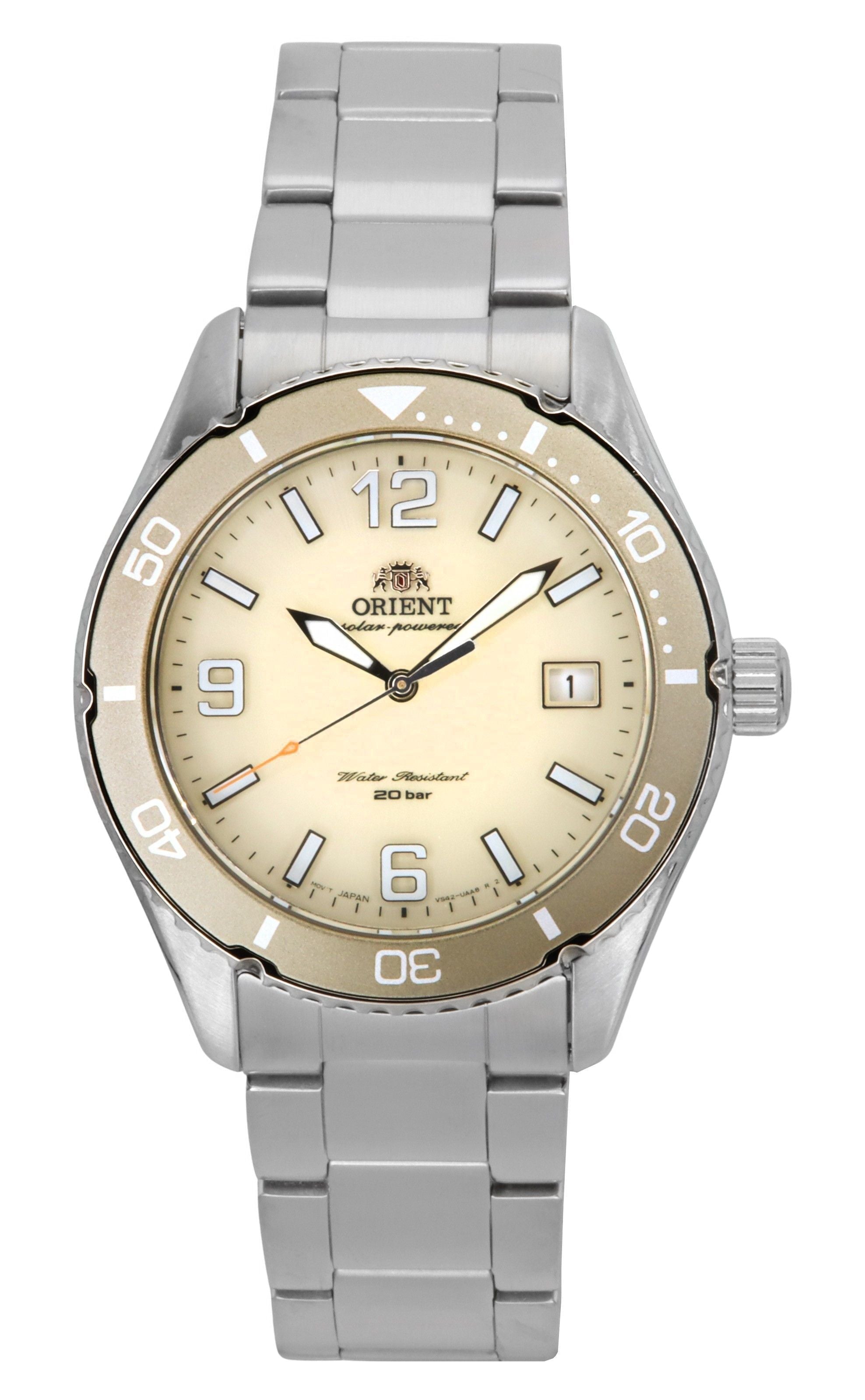 Orient Mako III Stainless Steel Ivory Dial Solar Diver's RA - WJ0003S 200M Men's Watch - Prestige Stones
