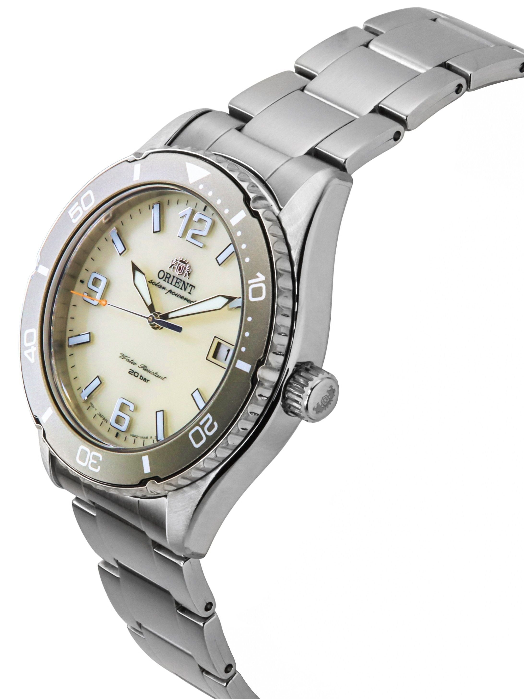 Orient Mako III Stainless Steel Ivory Dial Solar Diver's RA - WJ0003S 200M Men's Watch - Prestige Stones