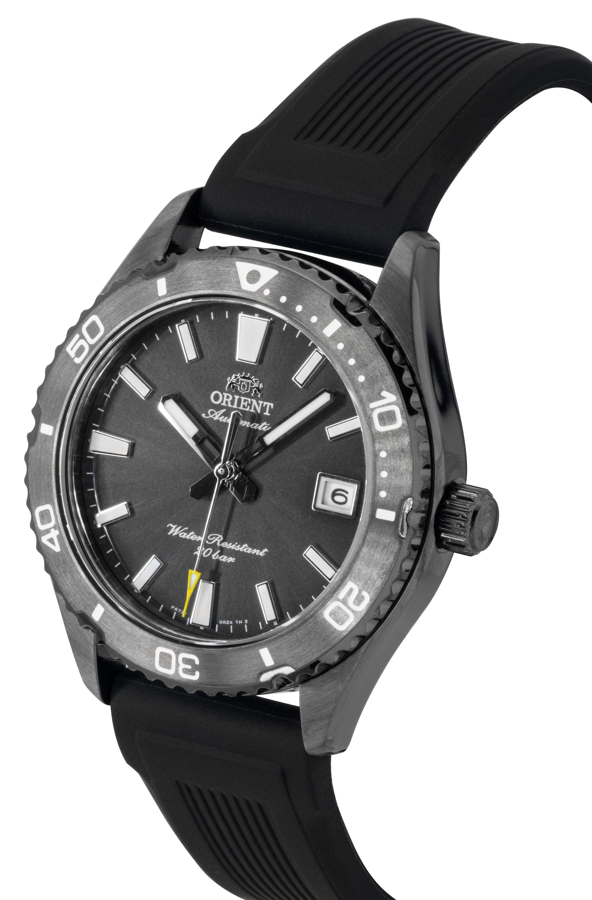 Orient Mako Silicone Strap Black Dial Automatic Diver's RA - AC0Q10N 200M Men's Watch - Prestige Stones