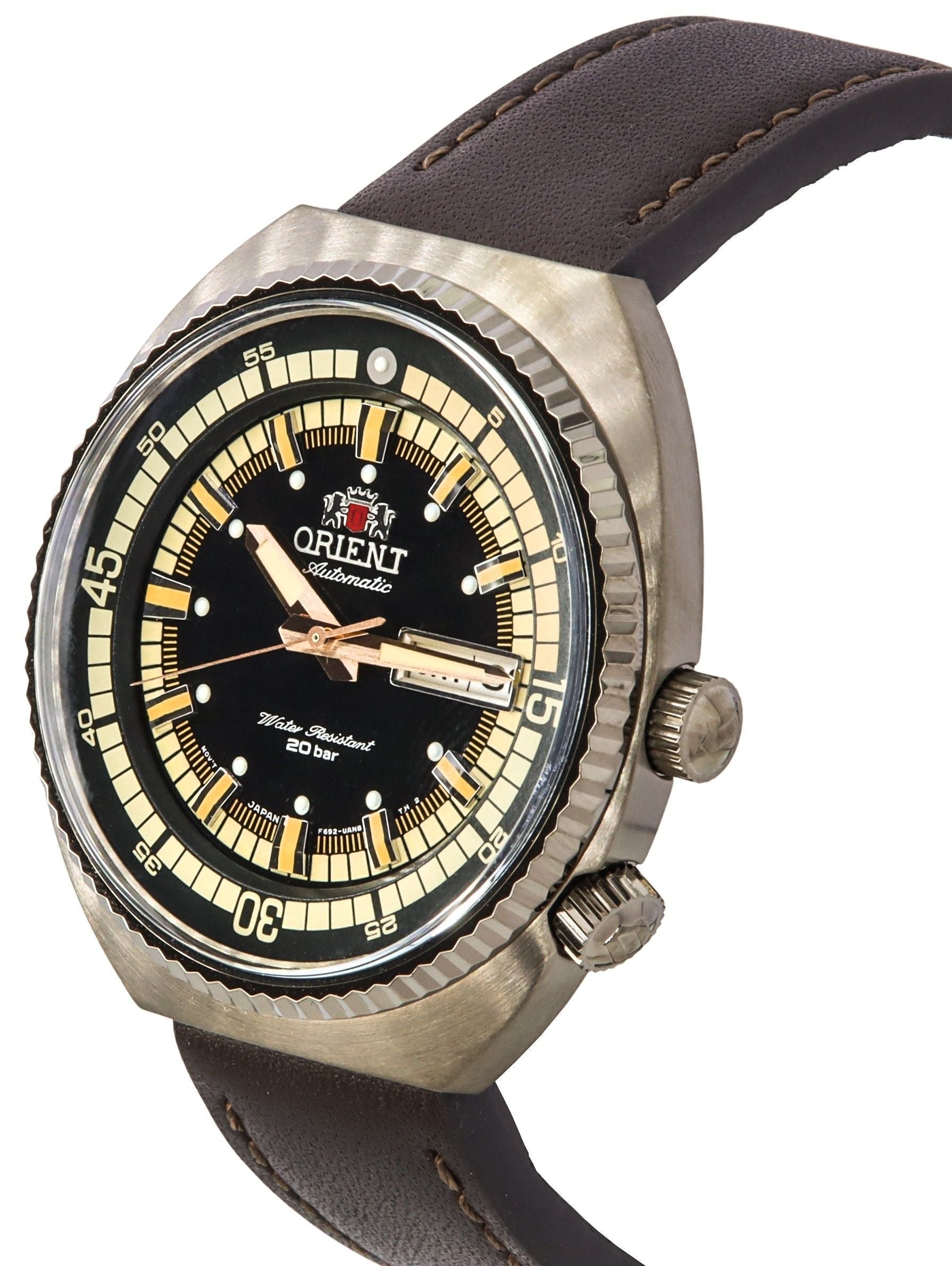 Orient Neo Classic Sports Brown Leather Strap Black Dial Automatic RA - AA0E06B19B RA - AA0E06B39B 200M Men's Watch - Prestige Stones