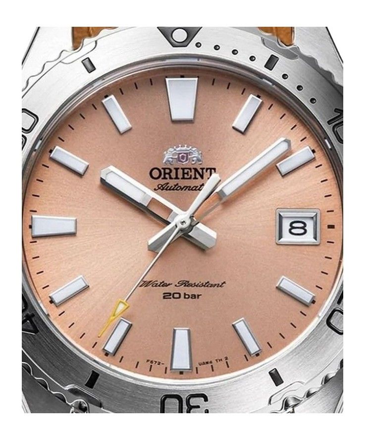 Orient Sports Leather Strap Apricot Dial Automatic Diver's RA - AC0Q05P10B RA - AC0Q05P30B 200M Men's Watch - Prestige Stones