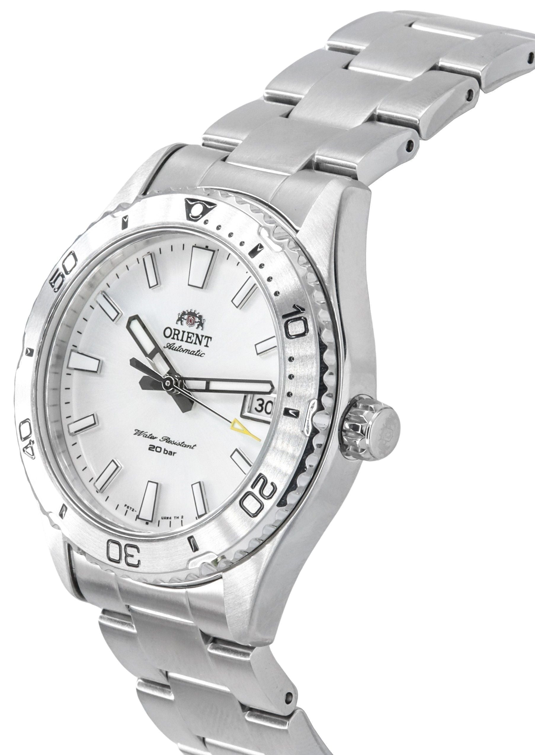 Orient Sports Mako Stainless Steel White Dial Automatic Diver's RA - AC0Q03S10B RA - AC0Q03S30B 200M Men's Watch - Prestige Stones