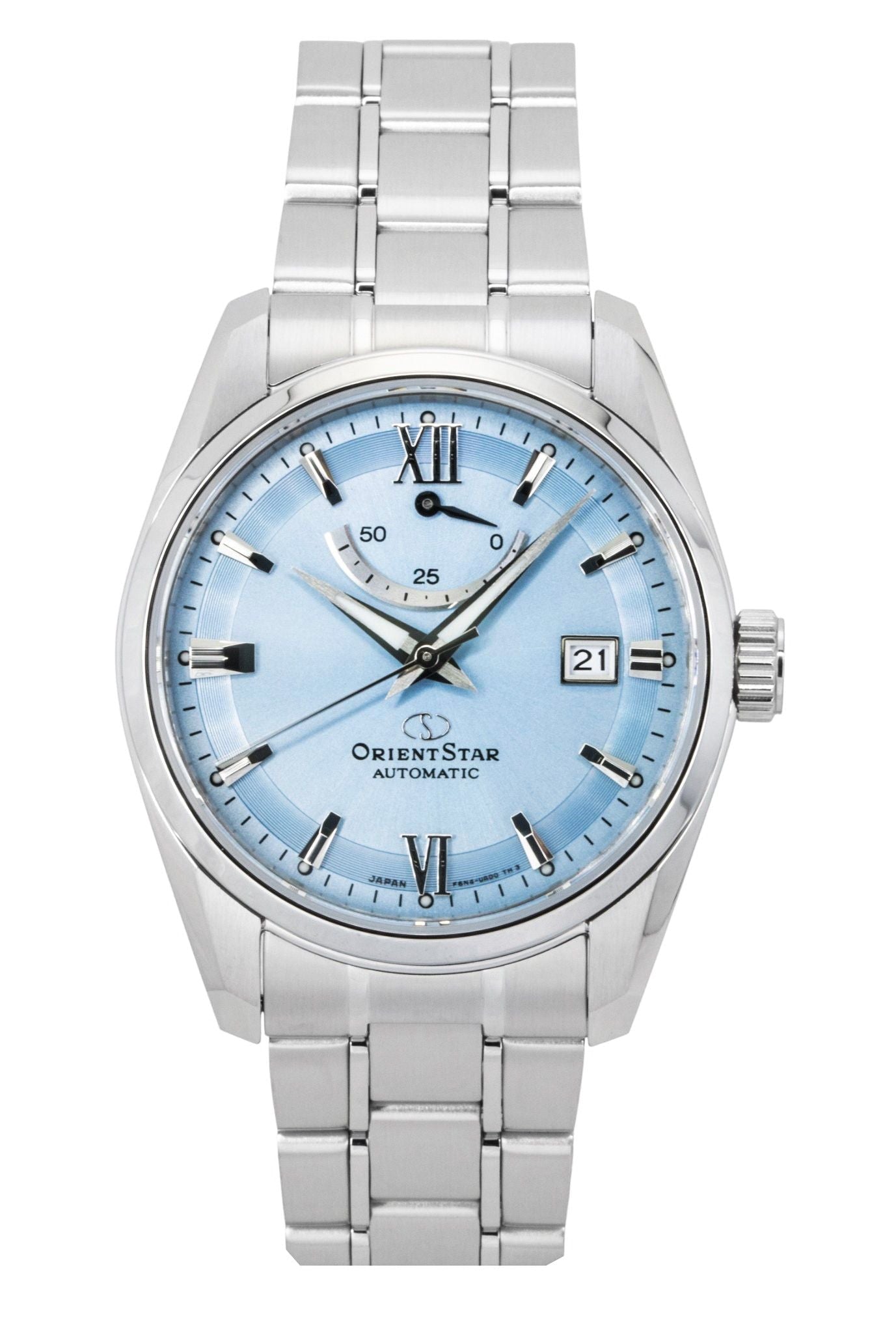 Orient Star Contemporary Stainless Steel Ice Blue Dial Automatic RE - AU0109L 100M Men's Watch - Prestige Stones