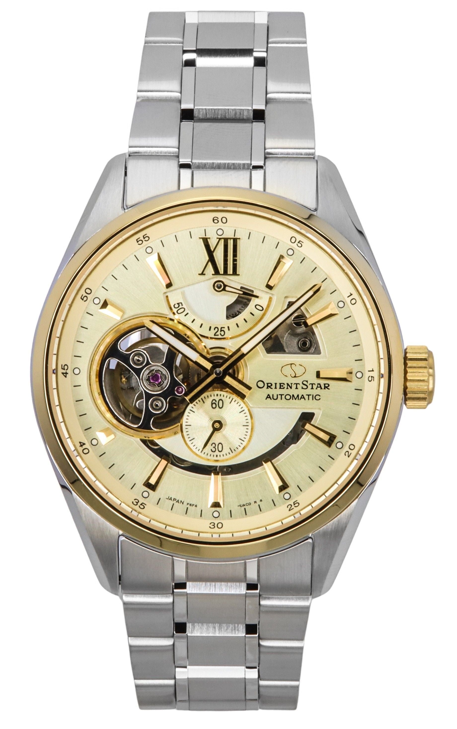 Orient Star Contemporary Stainless Steel Skeleton Champagne Dial Automatic RE - AV0124G 100M Men's Watch - Prestige Stones