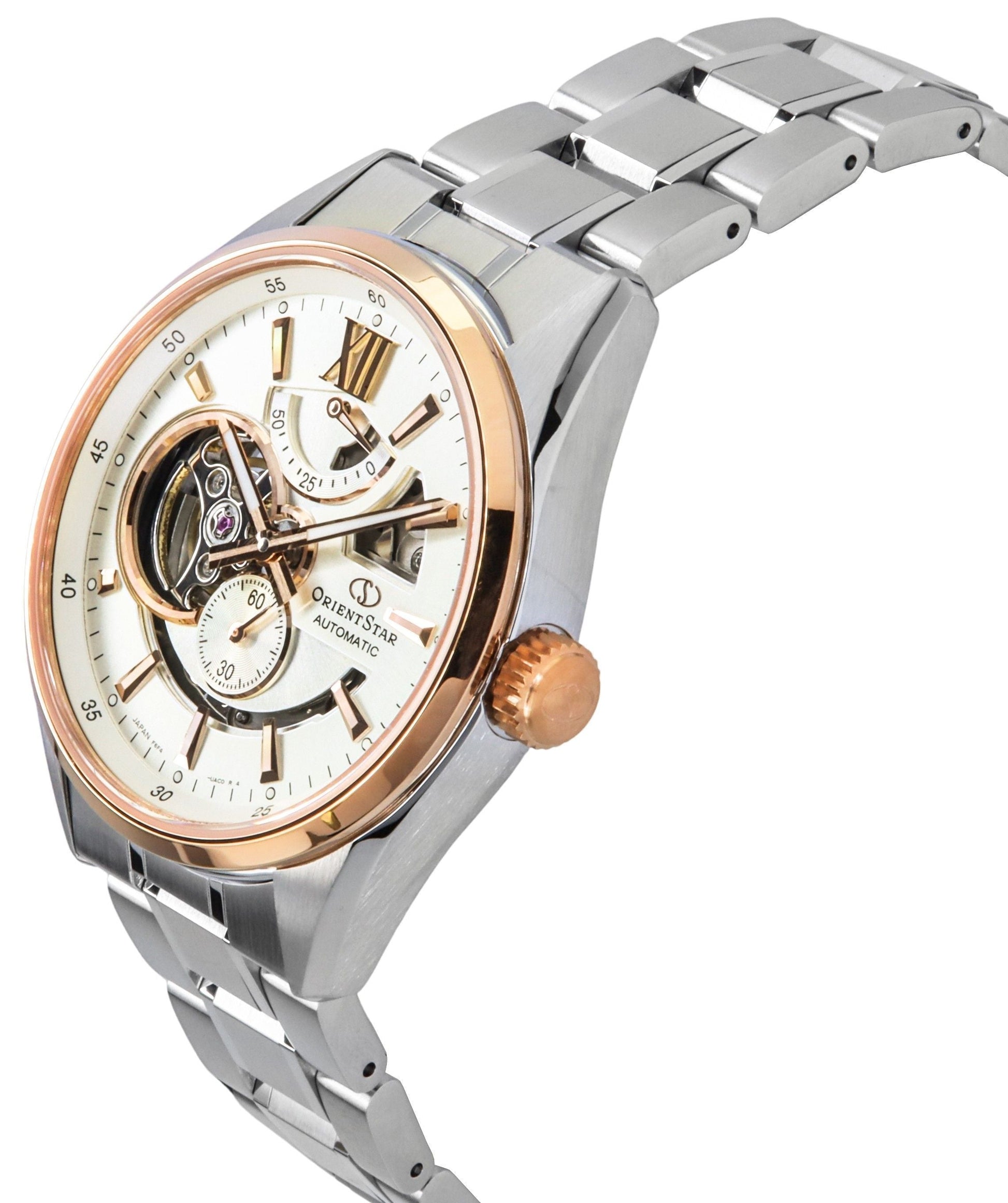 Orient Star Contemporary Stainless Steel Skeleton Ivory Dial Automatic RE - AV0123G 100M Men's Watch - Prestige Stones