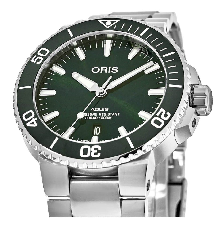 Oris Aquis Stainless Steel Green Dial Automatic Diver's 01 733 7766 4157 - 07 8 22 05PEB 300M Men's Watch - Prestige Stones