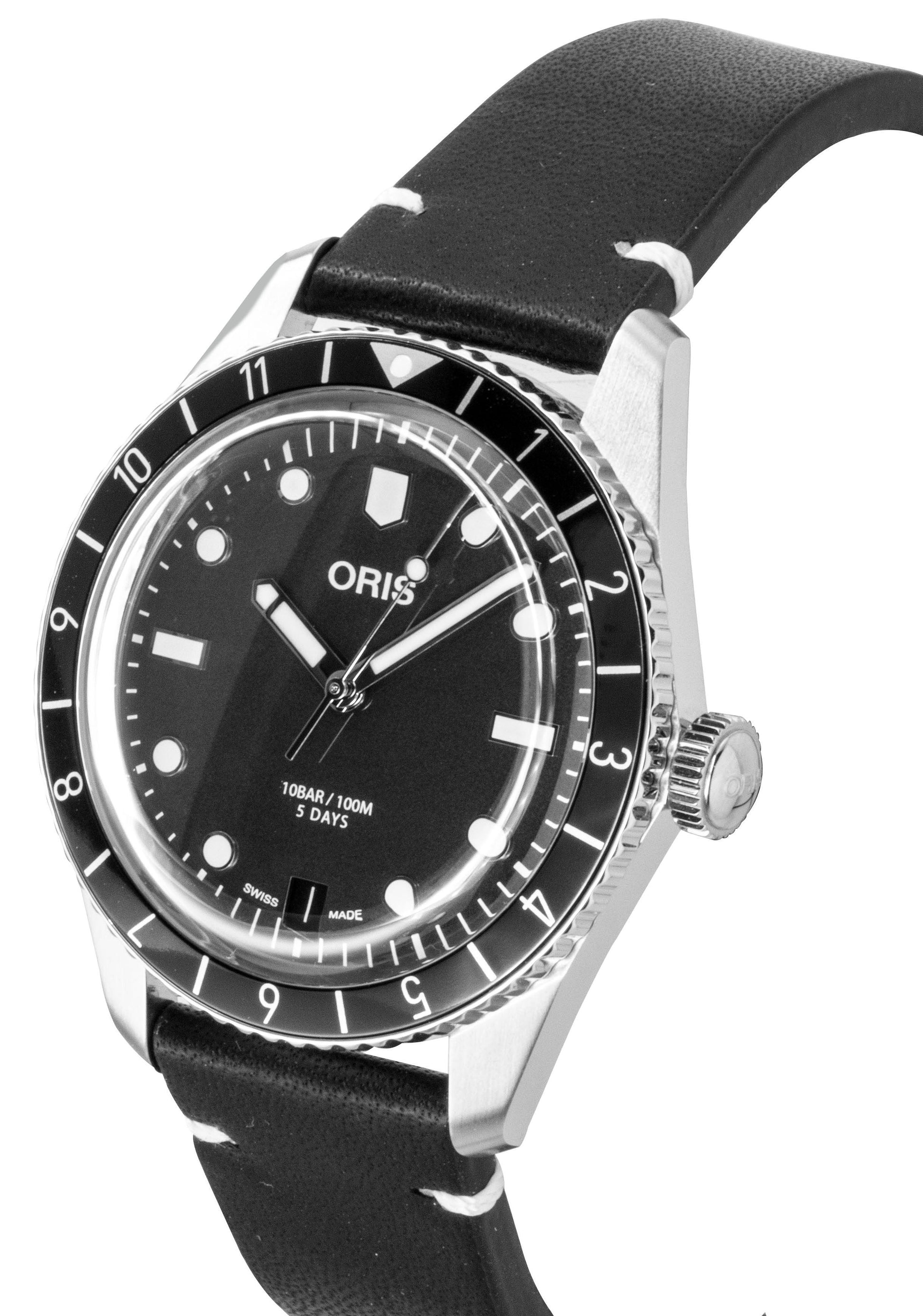 Oris Divers Sixty Five 12H Leather Strap Black Dial Automatic 01 400 7772 4054 - 07 5 20 82 100M Men's Watch - Prestige Stones