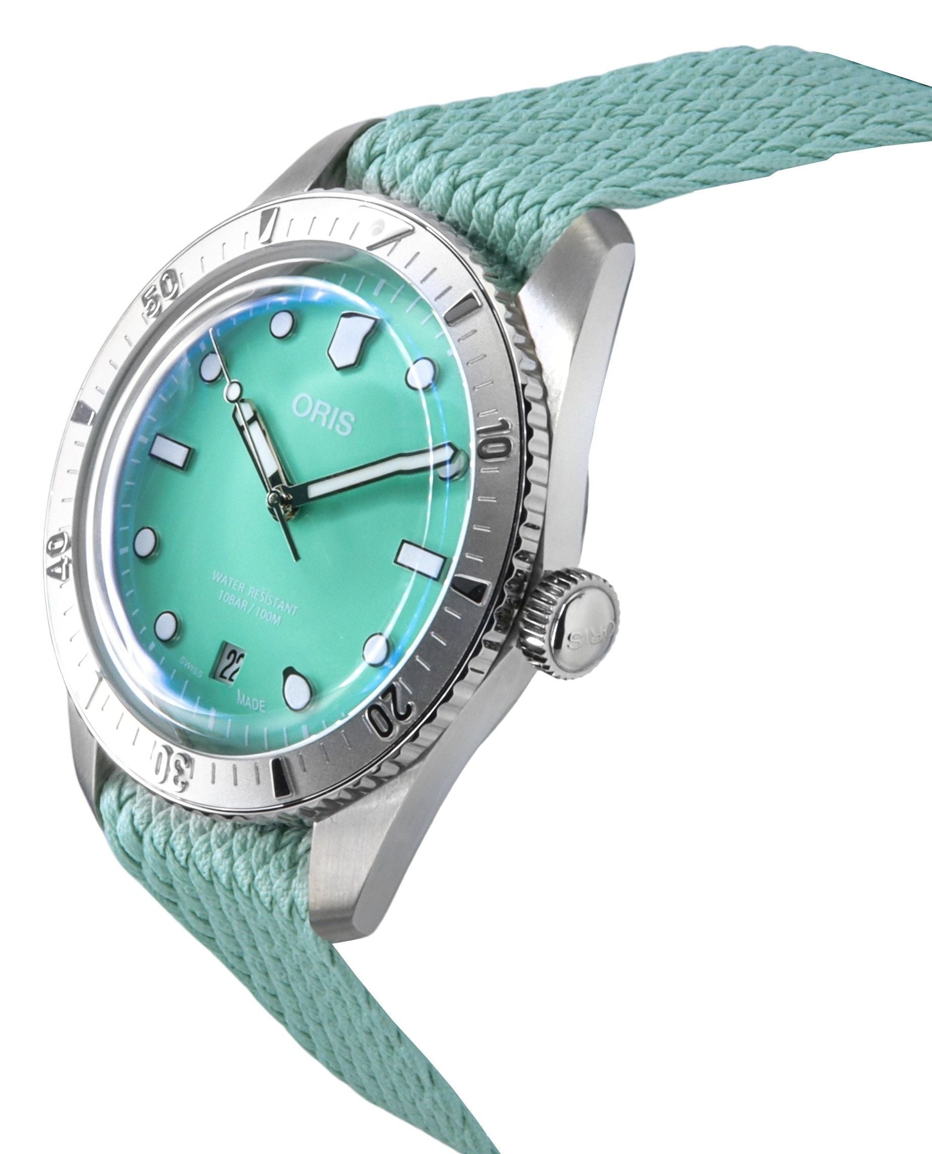 Oris Divers Sixty - Five Cotton Candy Mint Green Dial Automatic 01 - 733 - 7771 - 4057 - 07 - 3 - 19 - 03S 100M Unisex Watch - Prestige Stones