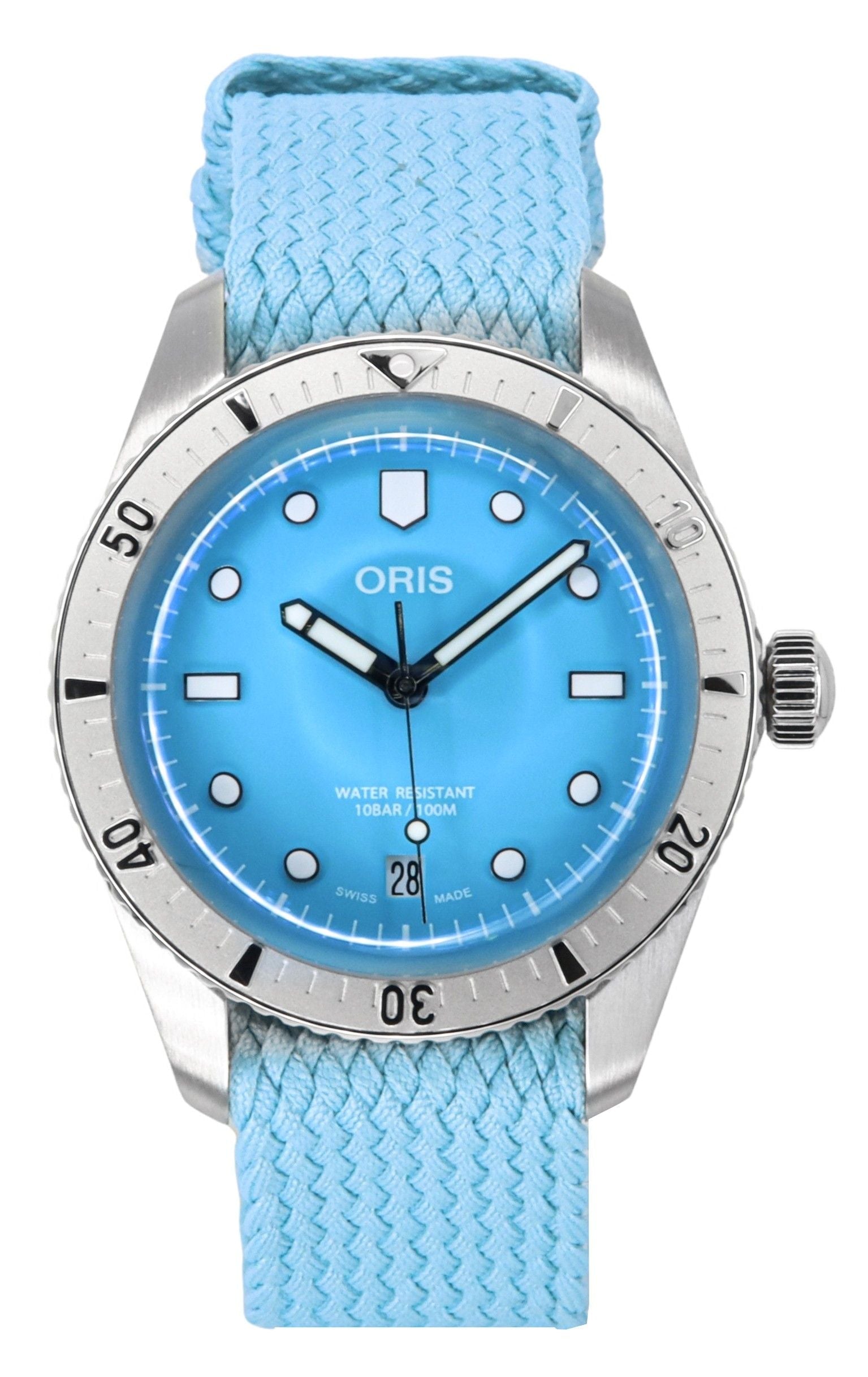 Oris Divers Sixty - Five Cotton Candy Textile Strap Blue Dial Automatic 01 - 733 - 7771 - 4055 - 07 - 3 - 19 - 02S 100M Unisex Watch - Prestige Stones