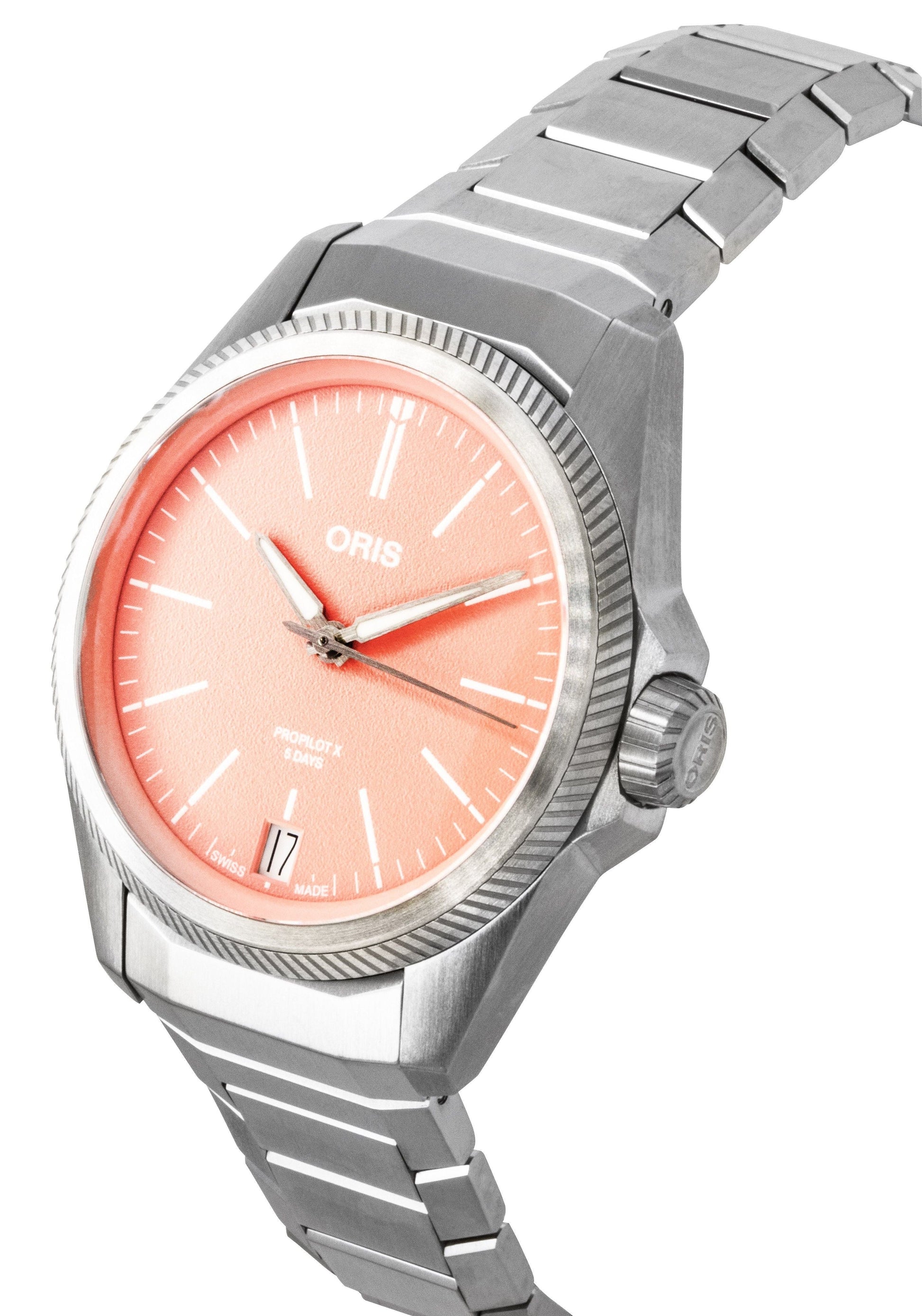 Oris Propilot X Calibre 400 Titanium Salmon Dial Automatic 01 - 400 - 7778 - 7158 - 07 - 7 - 20 - 01TLC 100M Unisex Watch - Prestige Stones