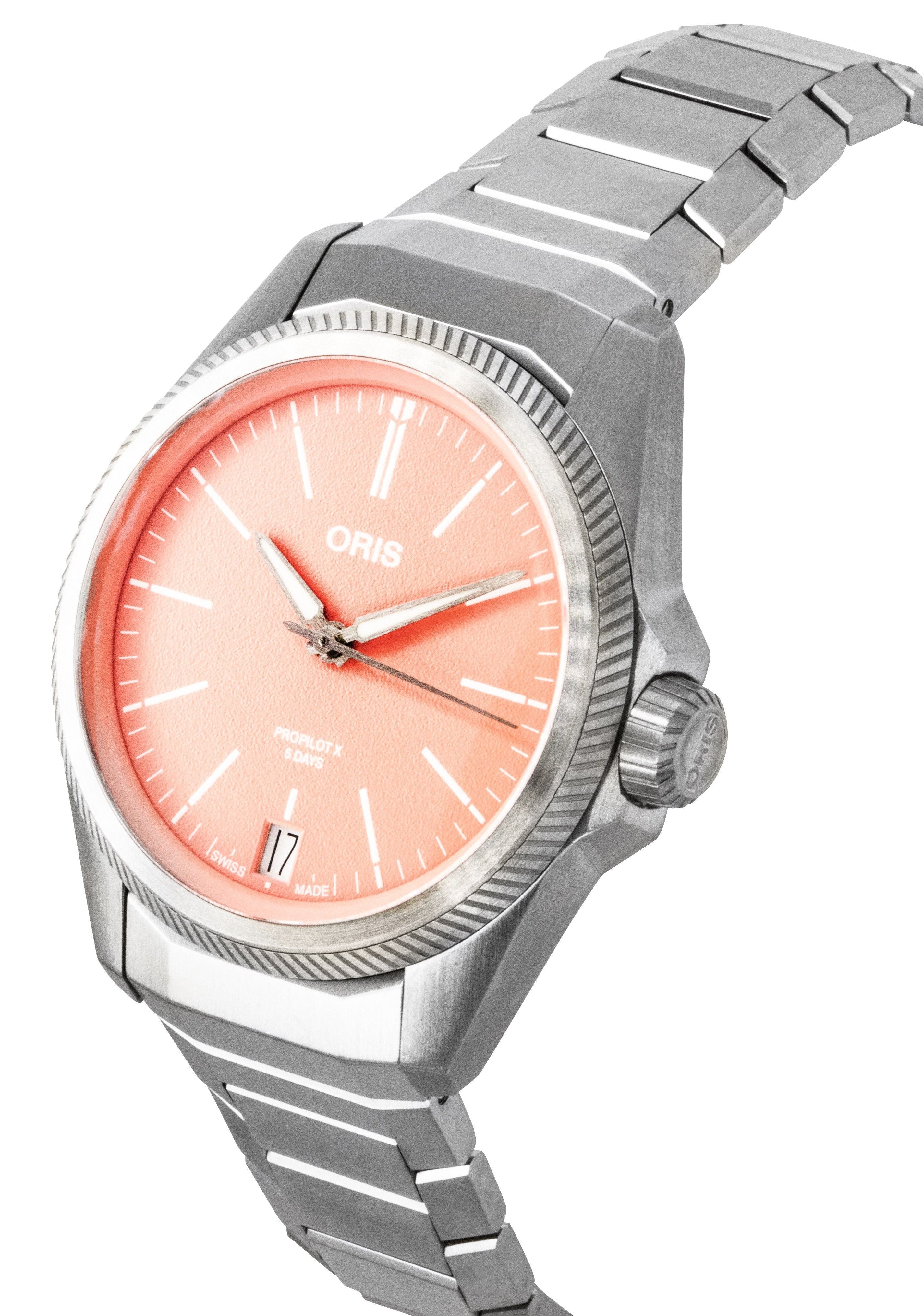 Oris Propilot X Calibre 400 Titanium Salmon Dial Automatic 01 - 400 - 7778 - 7158 - 07 - 7 - 20 - 01TLC 100M Unisex Watch - Prestige Stones
