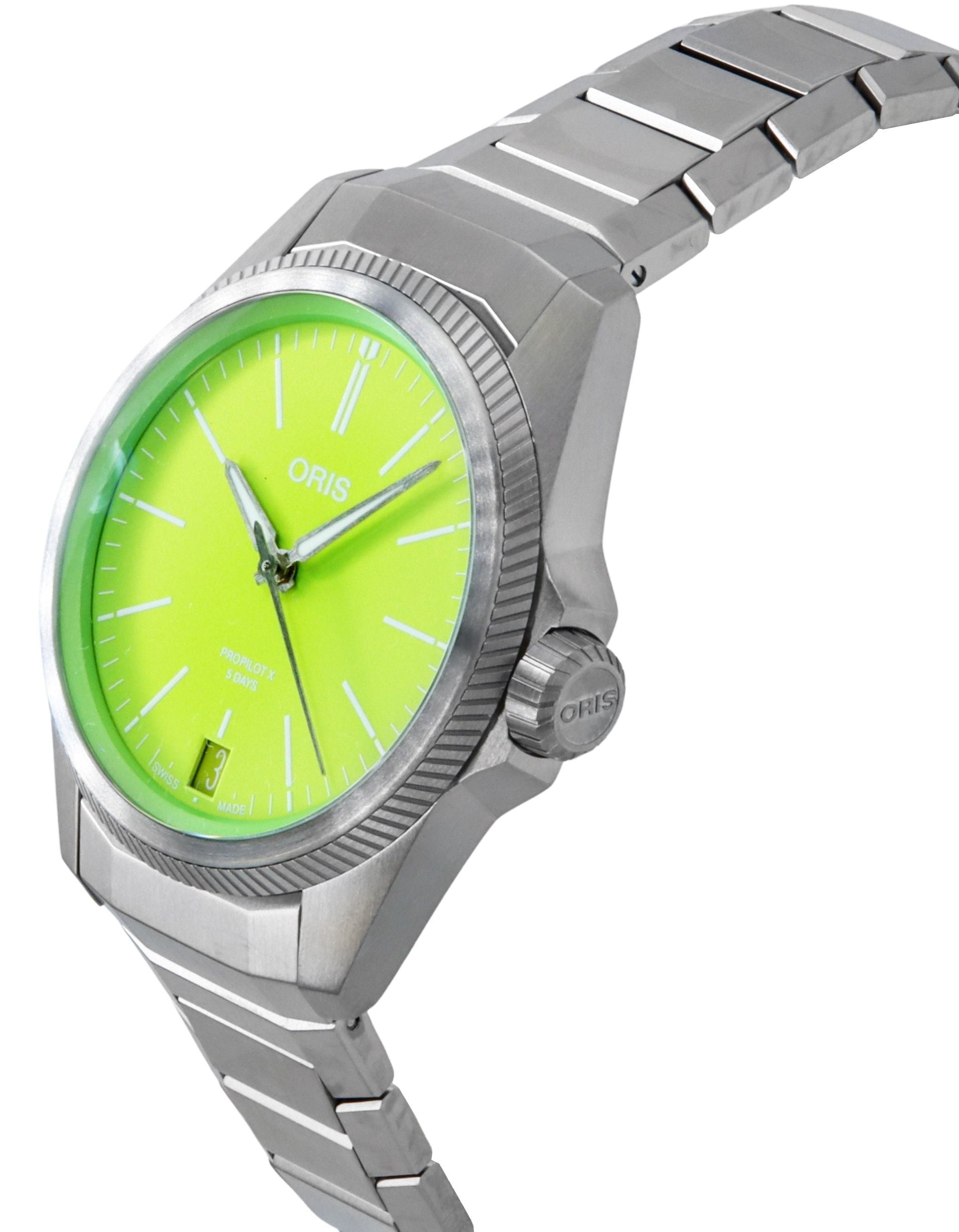 Oris ProPilot X Kermit Edition Titanium Green Dial Automatic 01 - 400 - 7778 - 7157 - Set 100M Men's Watch - Prestige Stones