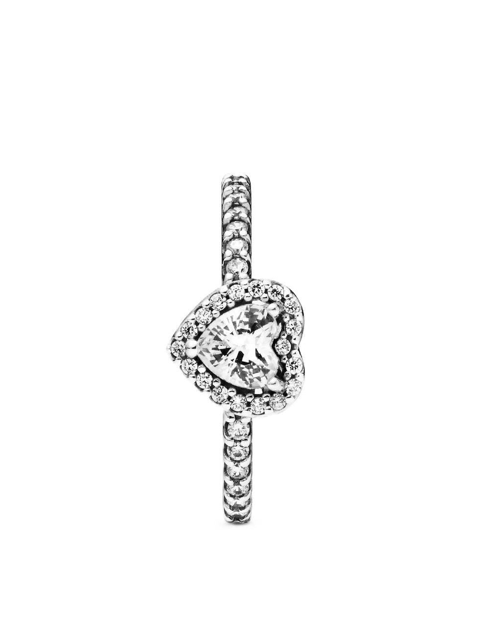 Pandora Elevated Heart Ring With Clear Cubic Zirconia P - 198421C01 - 54 For Women - Prestige Stones